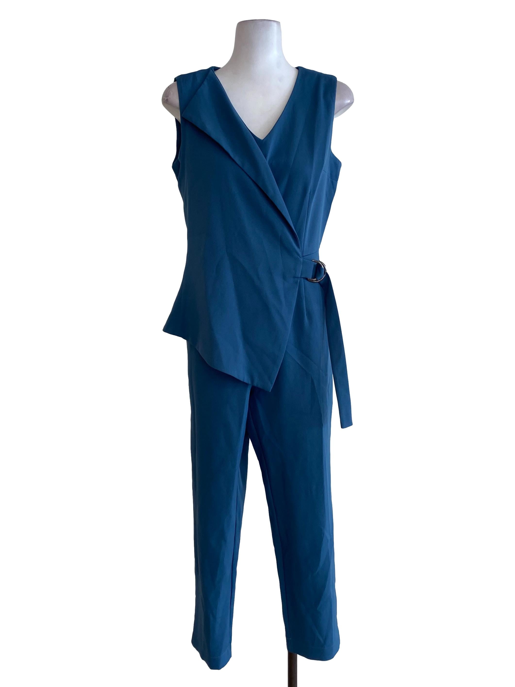 Blue Buckled Jumpsuits