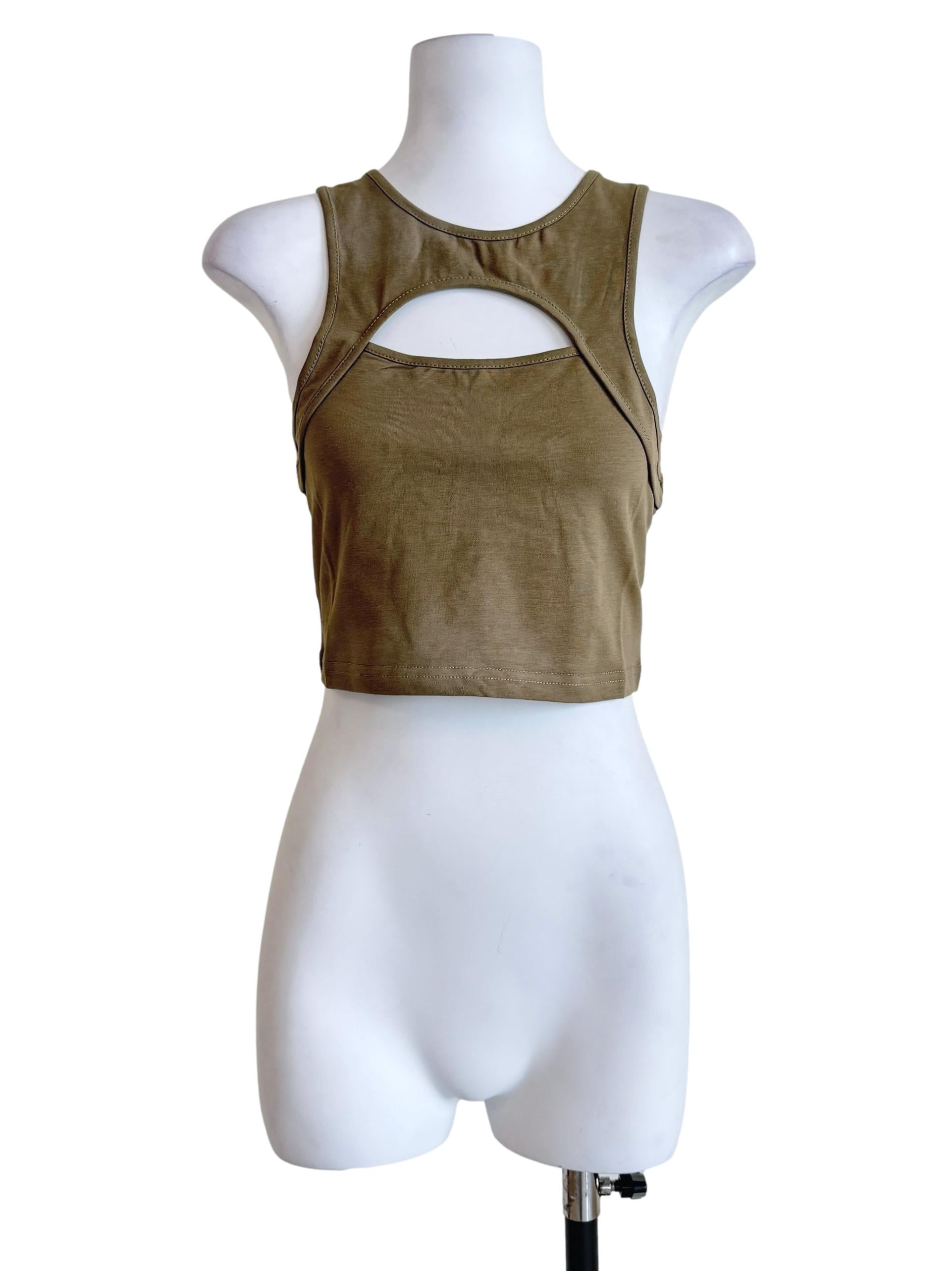Olive Green Gia Cut Out Racercut Top