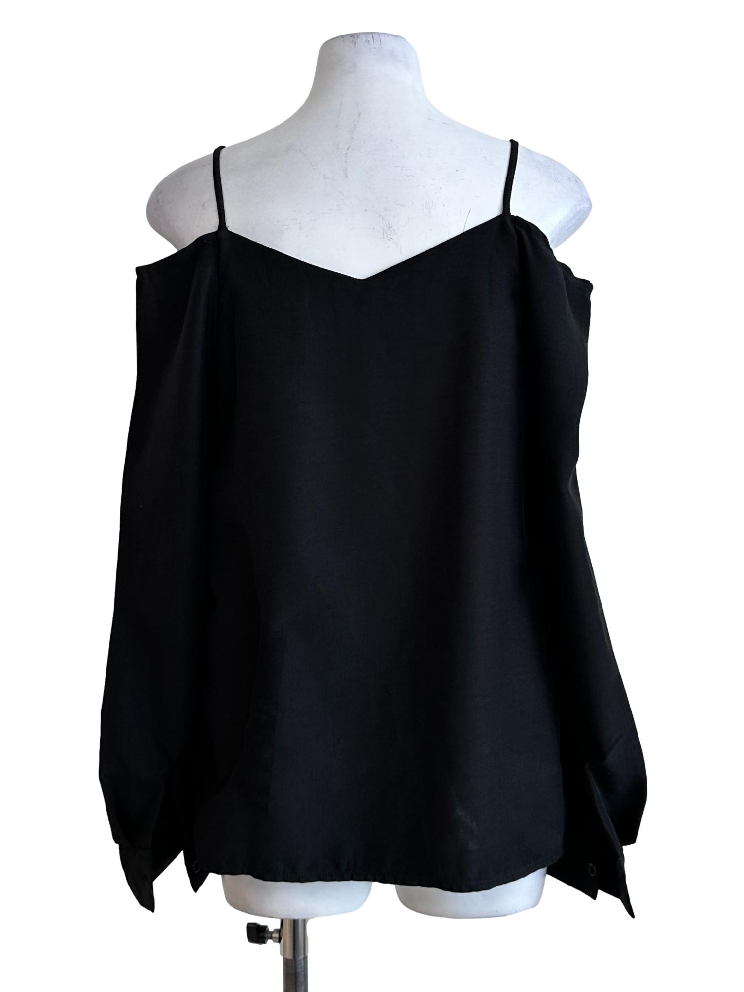 Black Off Shoulder Strappy Blouse