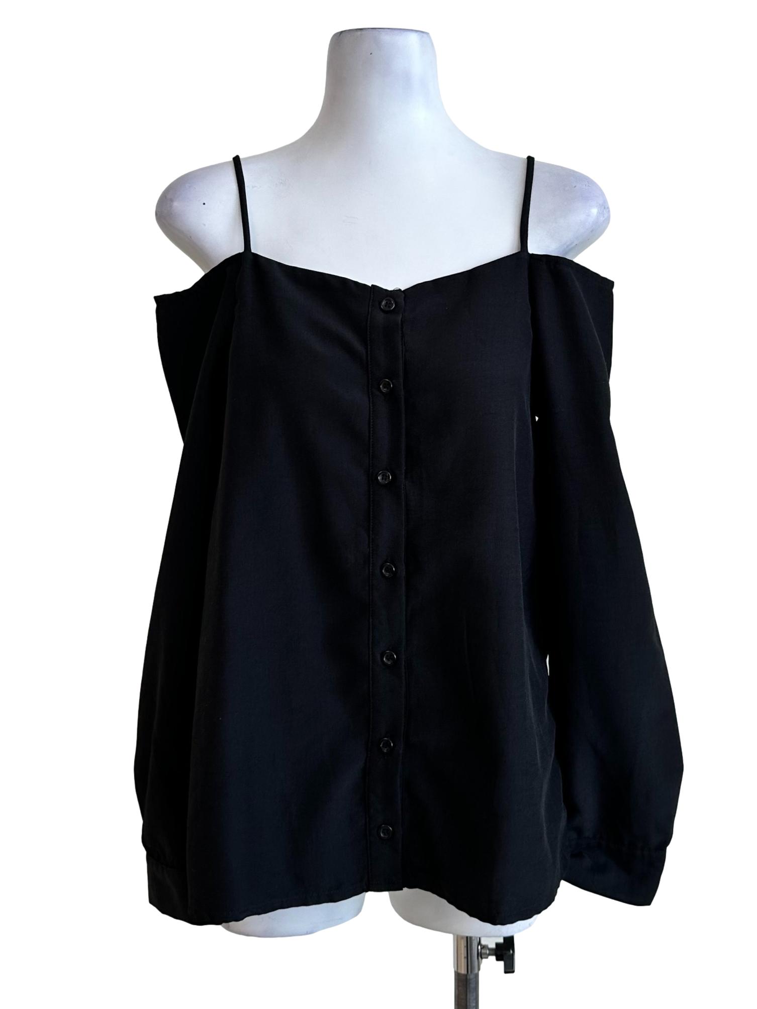 Black Off Shoulder Strappy Blouse