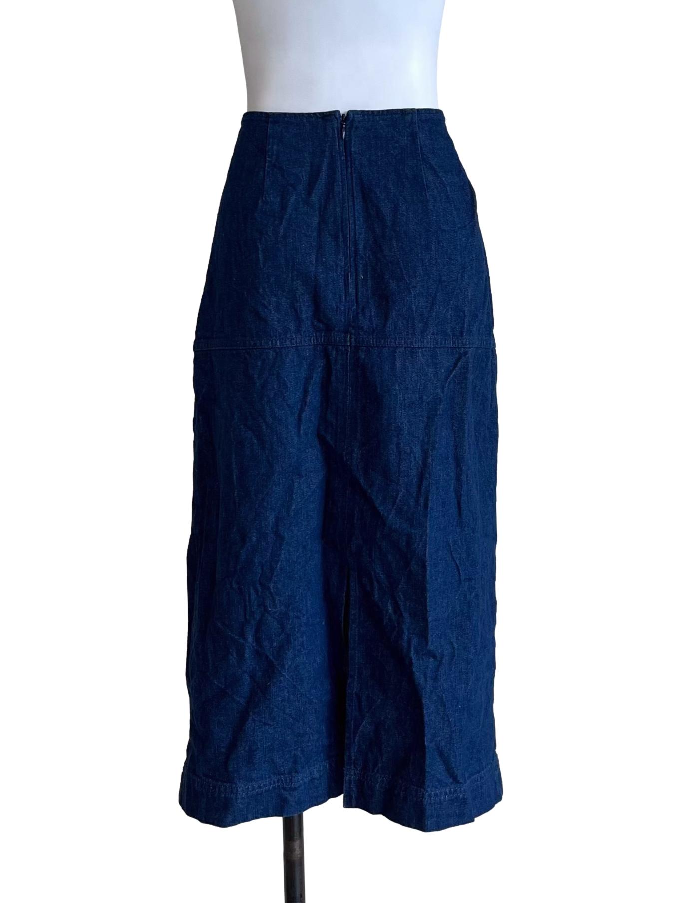 Navy Denim Midi Skirt