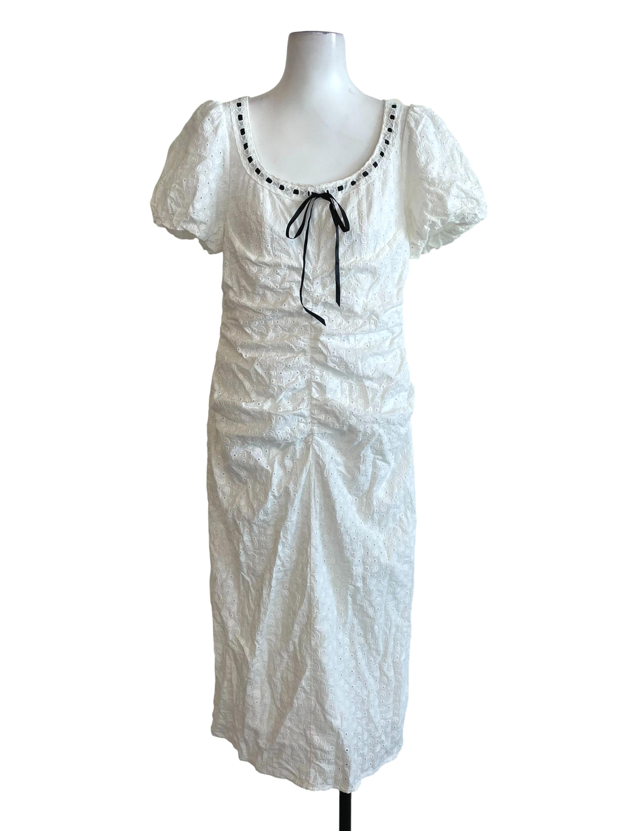 White  Eyelet Draped Petite Dress