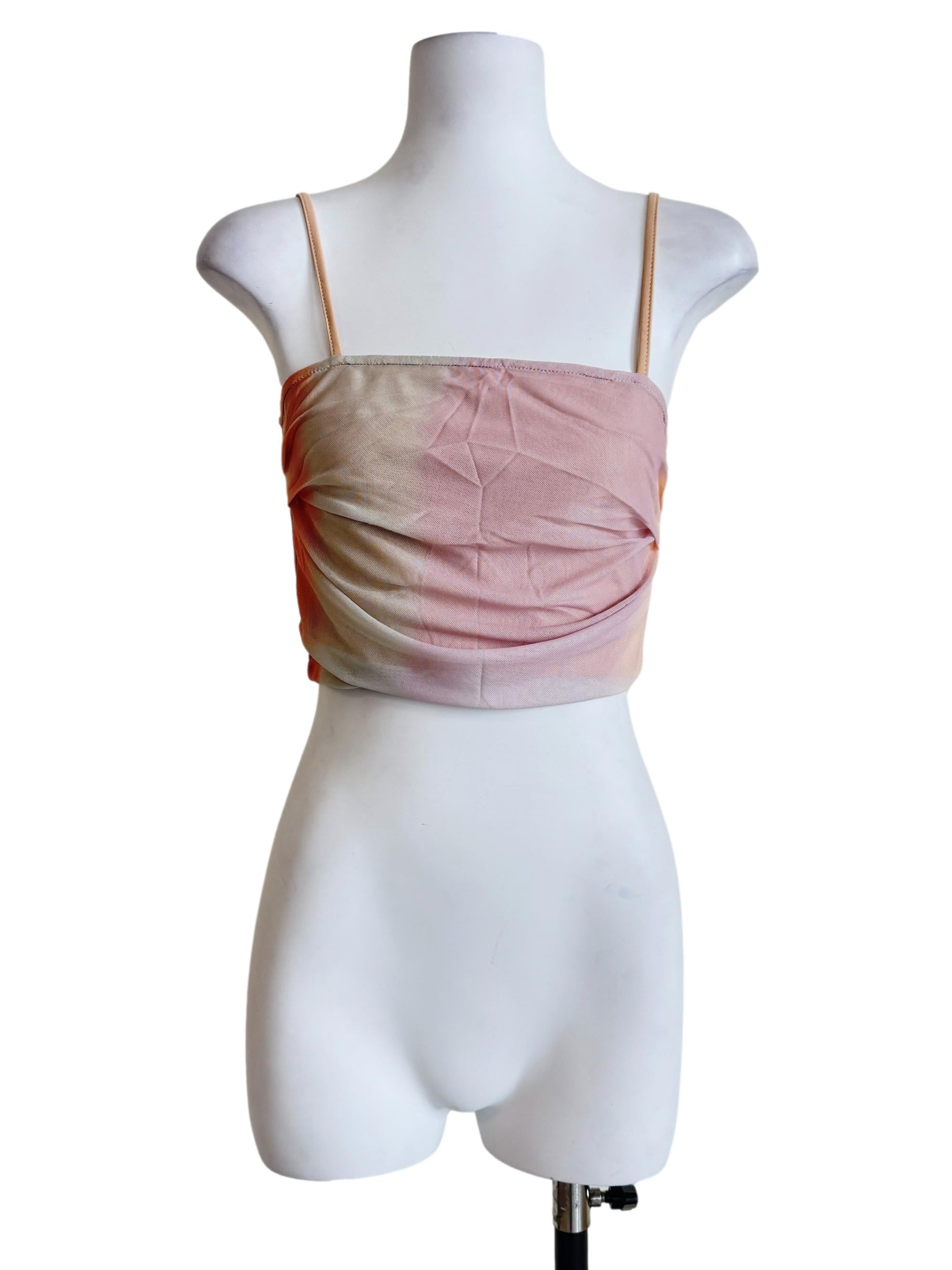 Printed Catrin Mesh Ruched Crop Top