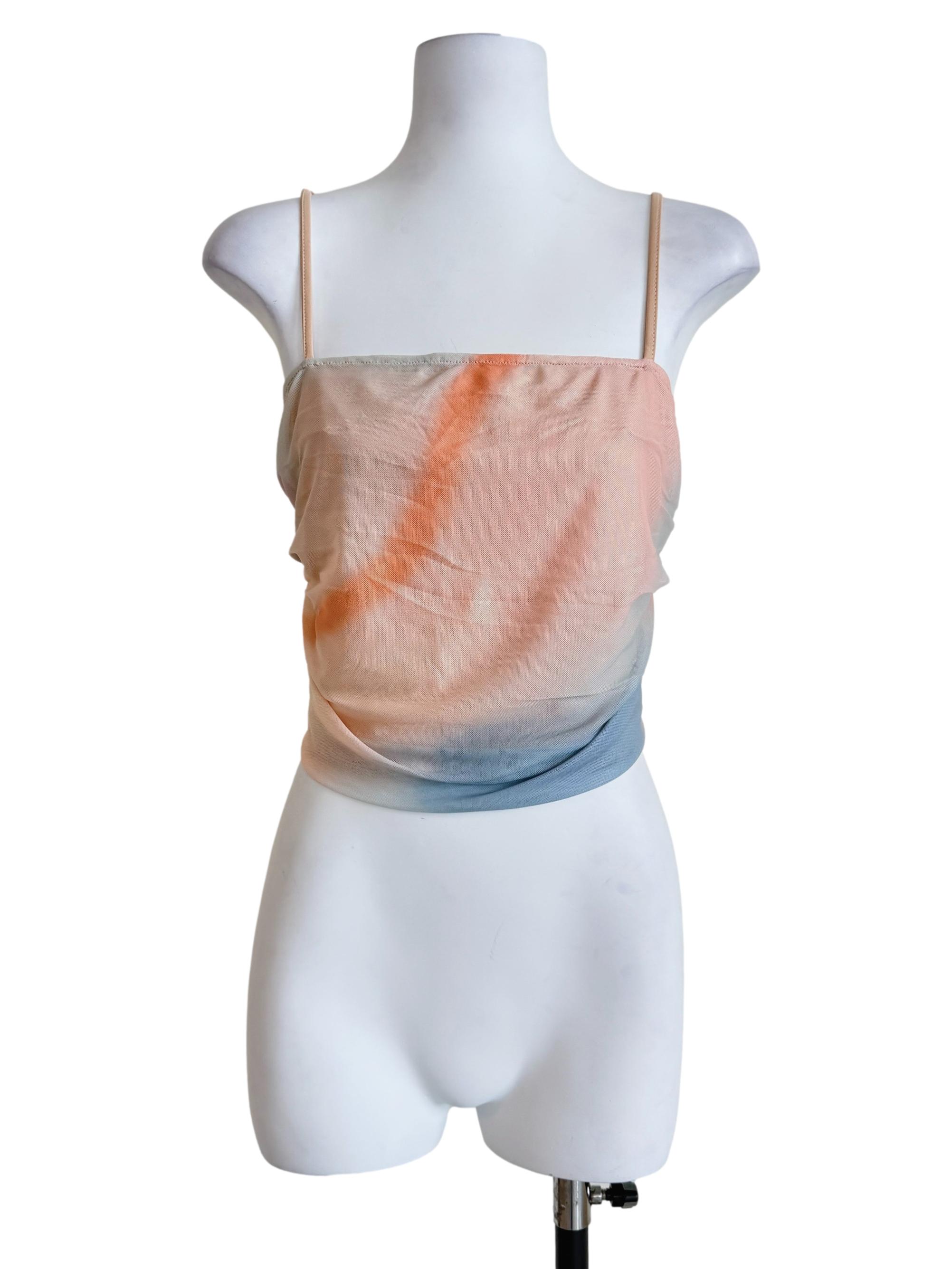 Printed Catrin Mesh Ruched Crop Top