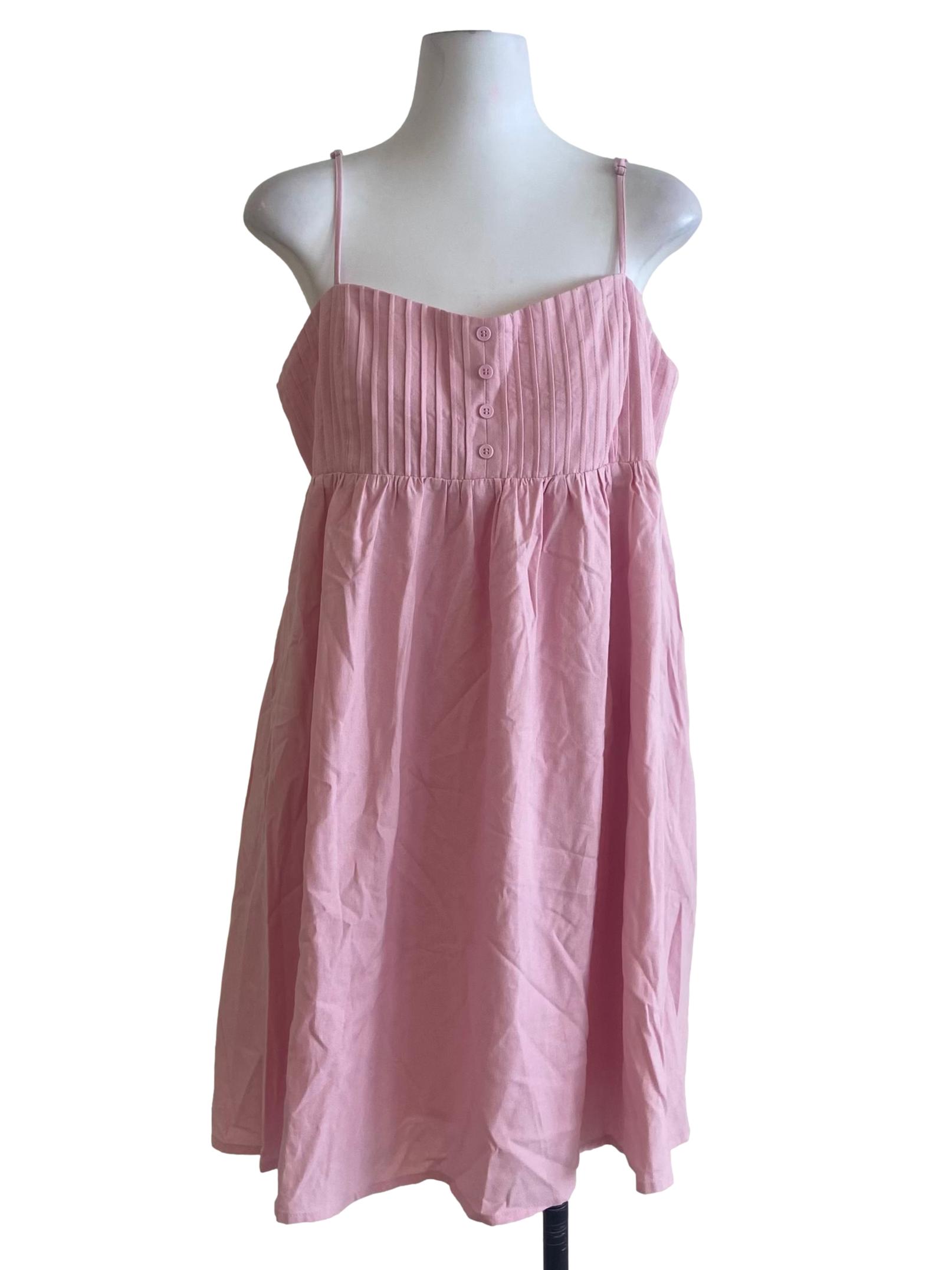 Watermelon Pink Spaghetti Straps A-Line Dress