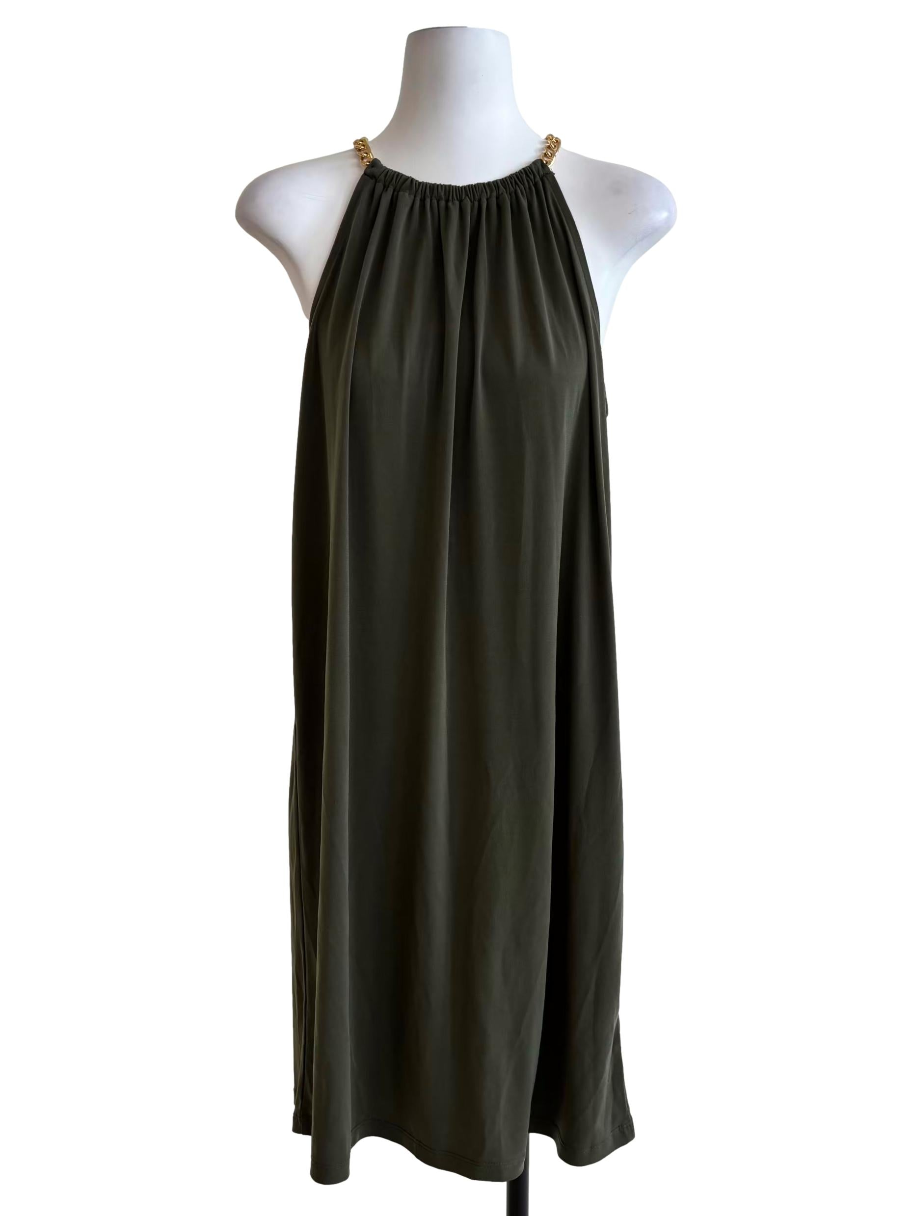 Crocodile Green Halter Dress