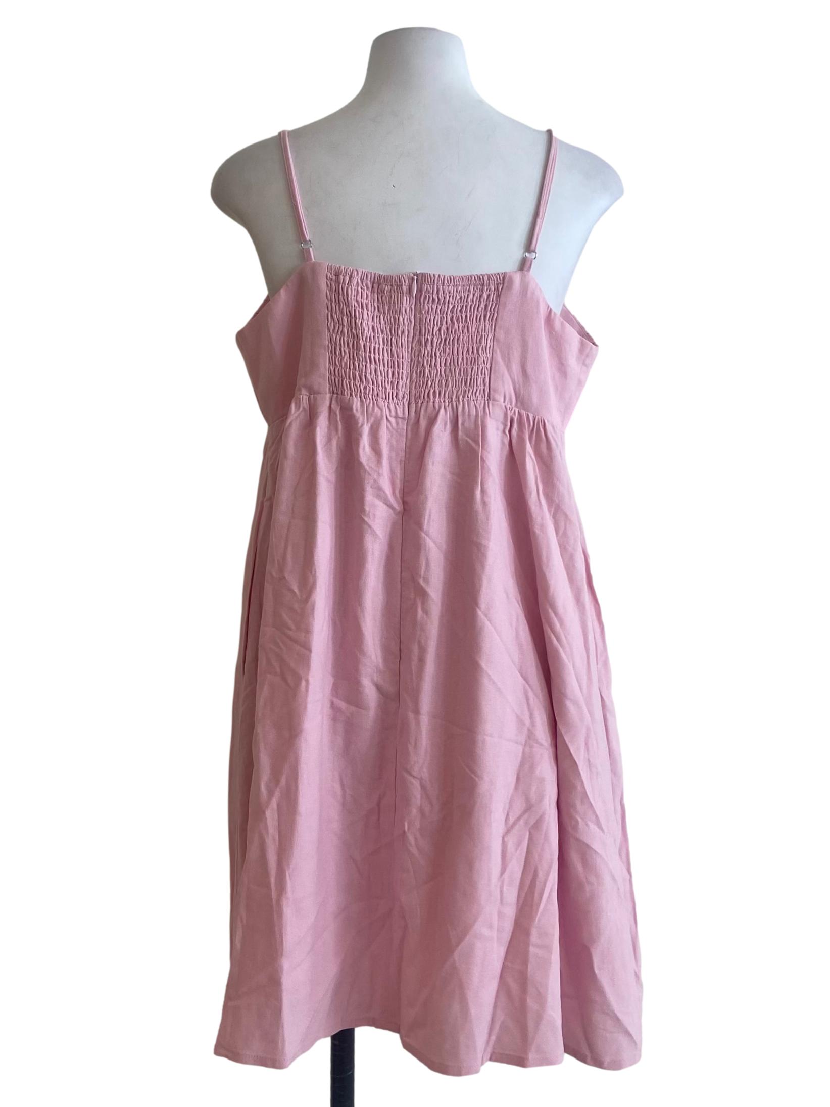 Watermelon Pink Spaghetti Straps A-Line Dress