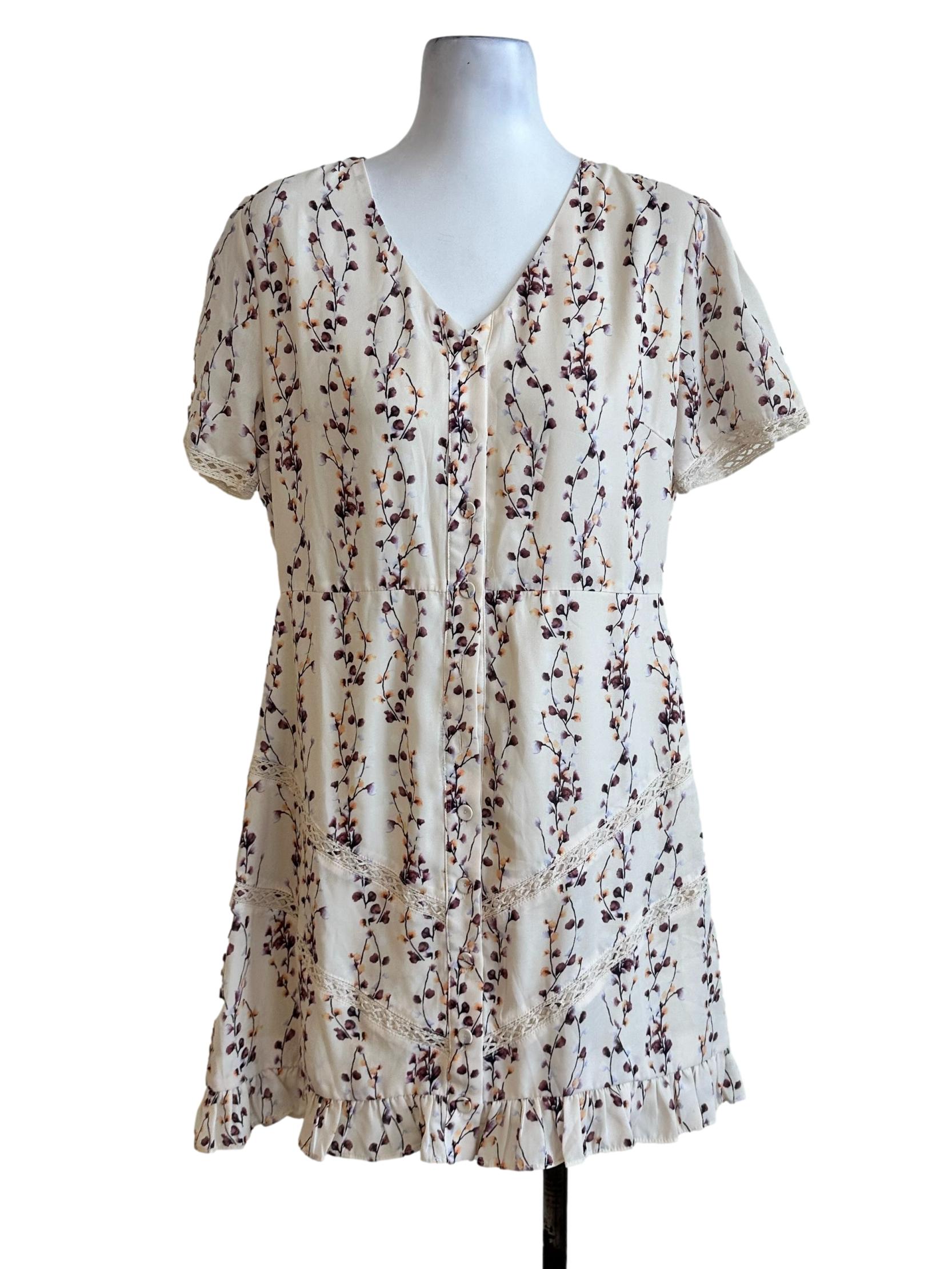 Blonde Yellow Flower Printed Mini Dress
