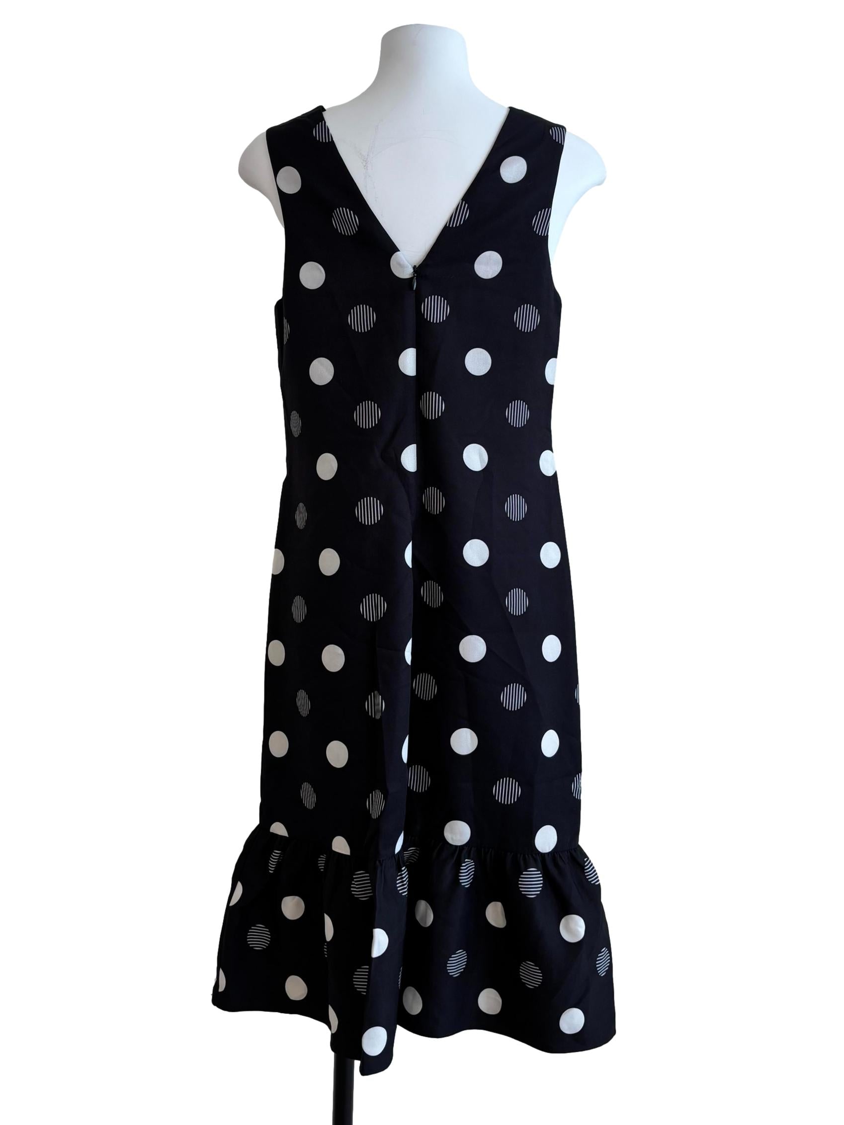 Jet Black Polka Dot Dropwaist Dress