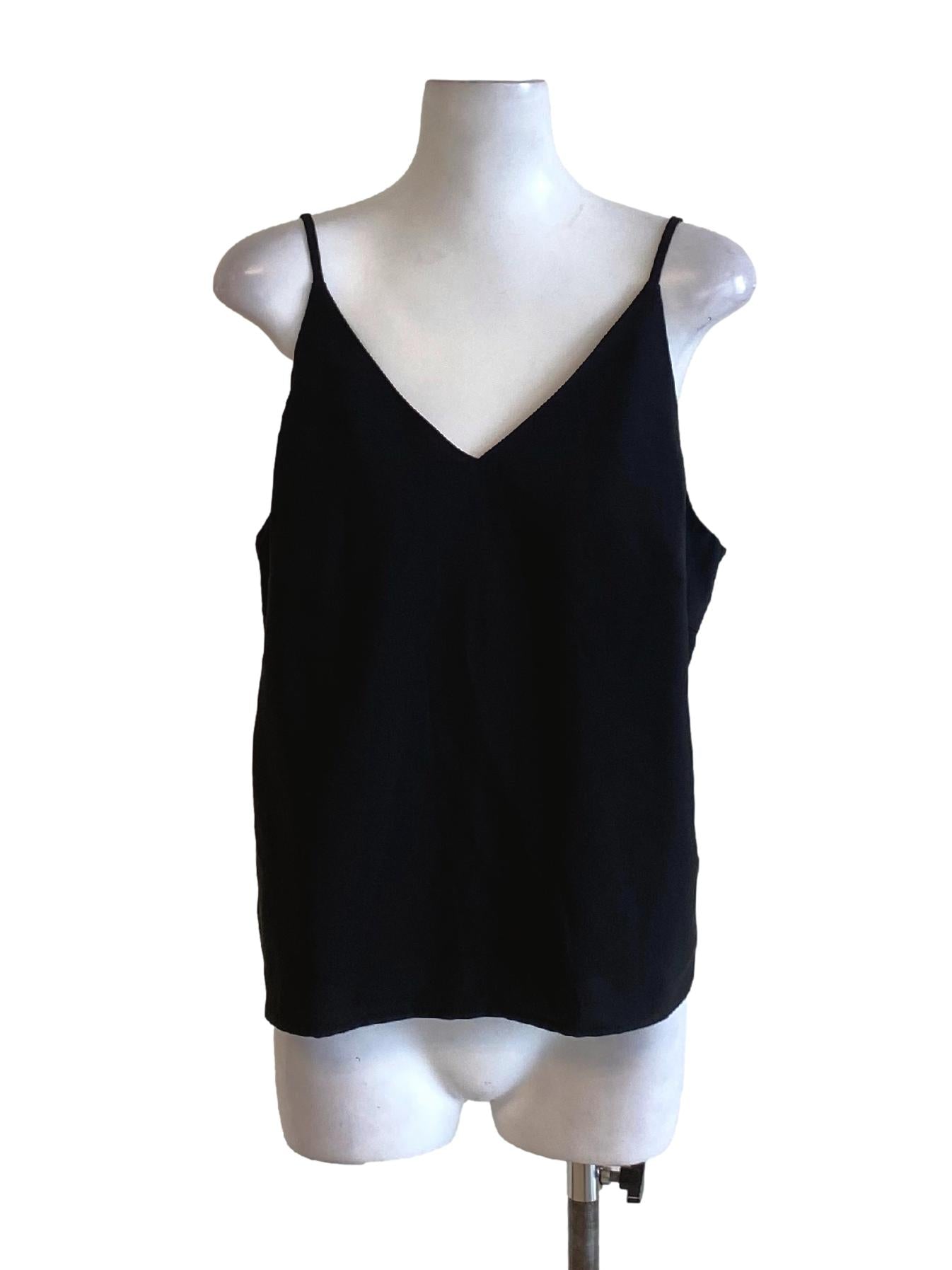 Rich Black V-Neck Loose Flowy Top LB