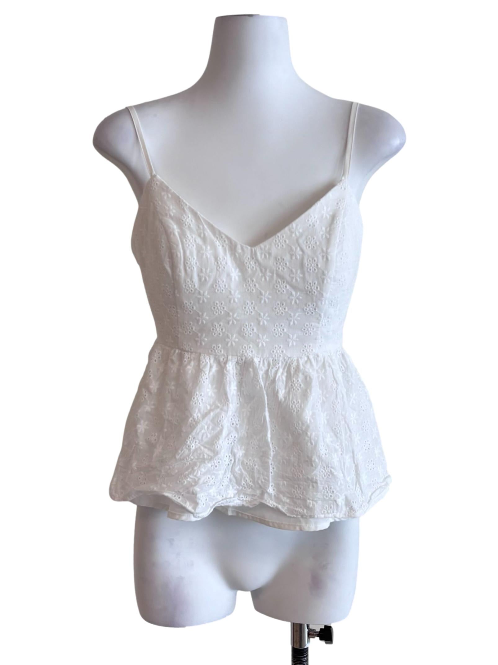 Daisy White Eyelet Peplum Top