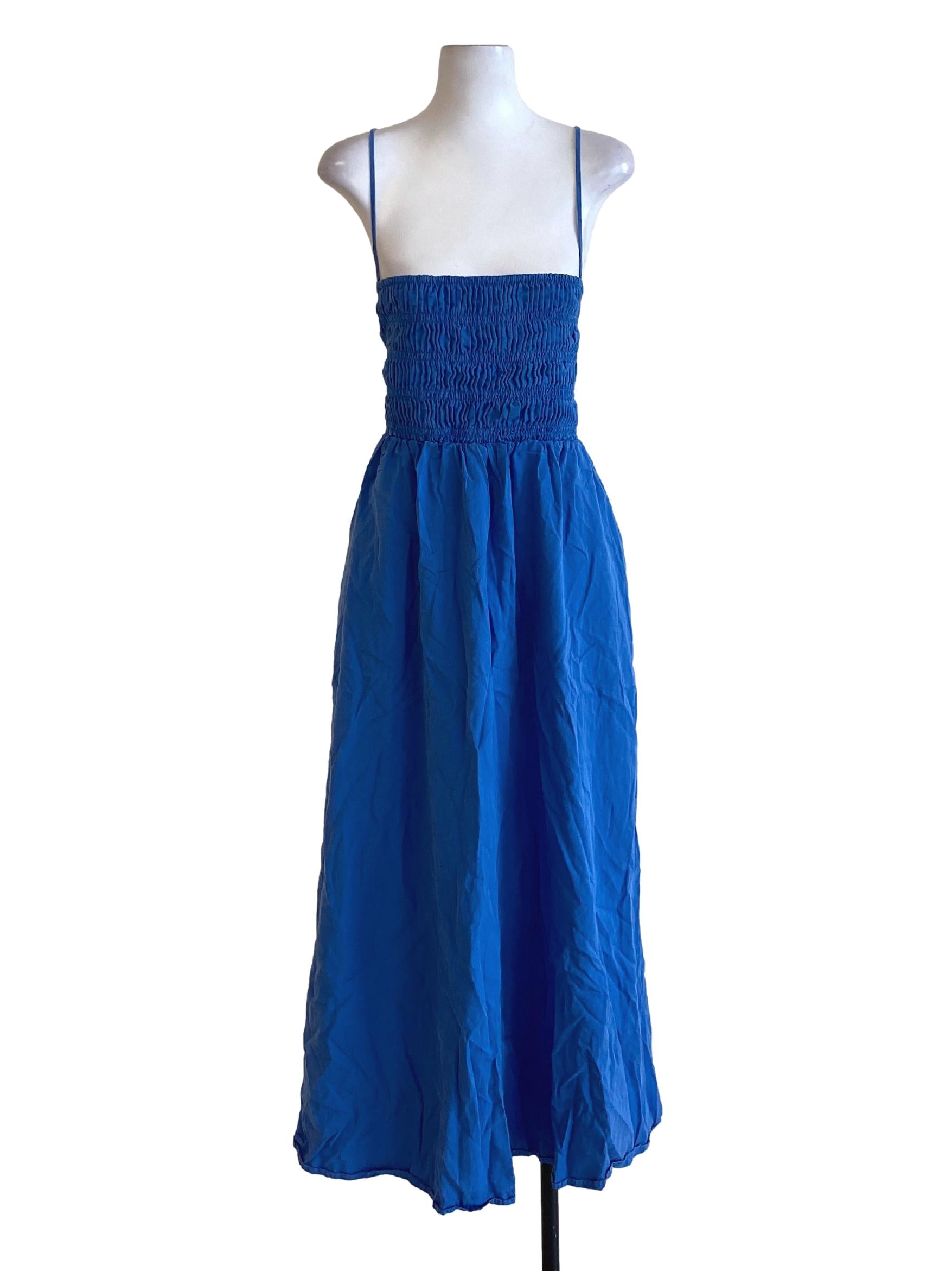 Royal Blue Spaghetti Strap Shoelace Back Bouffant Dress