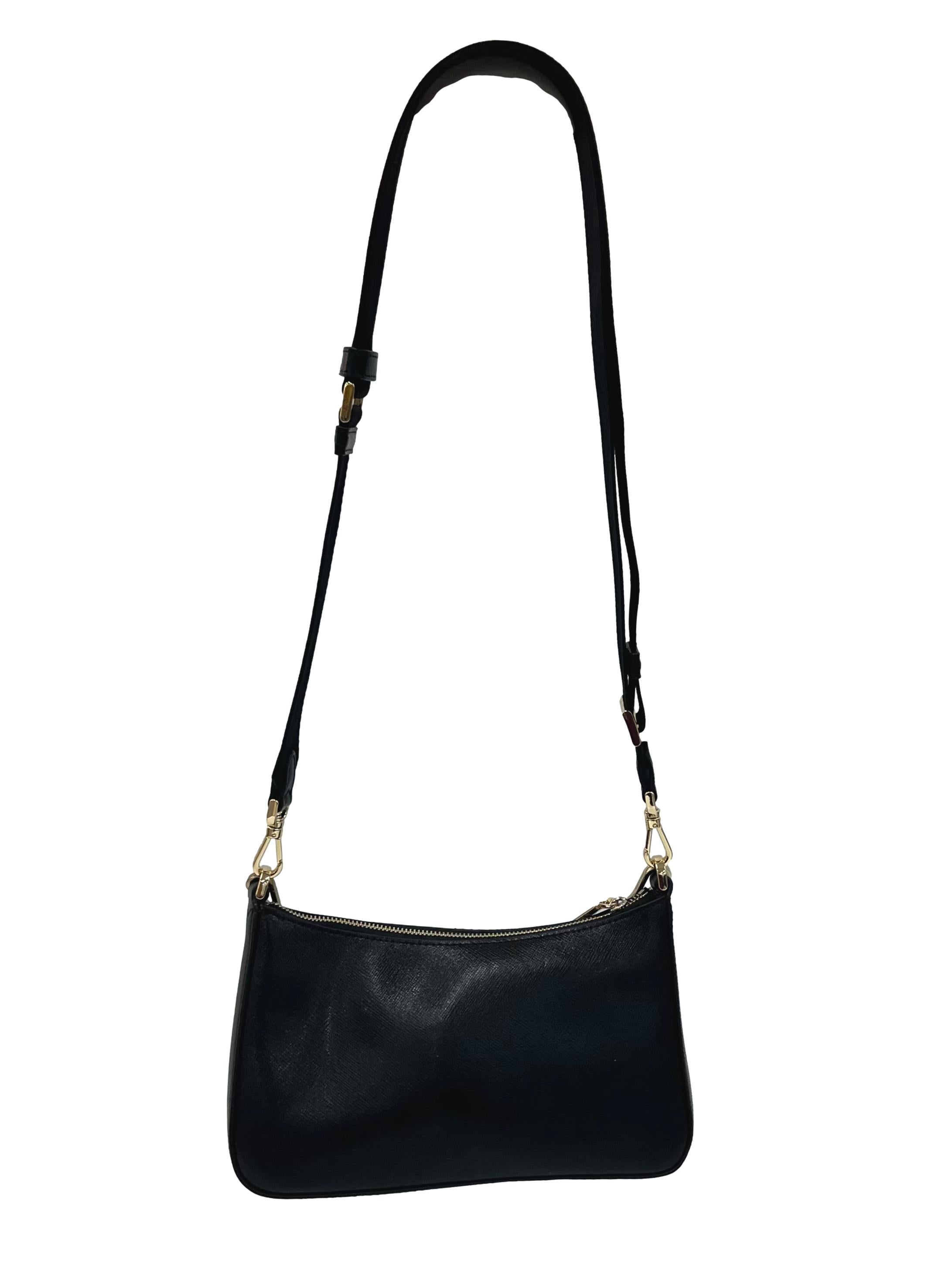 Black Duet Saffiano Leather Small Crossbody Bag CSN