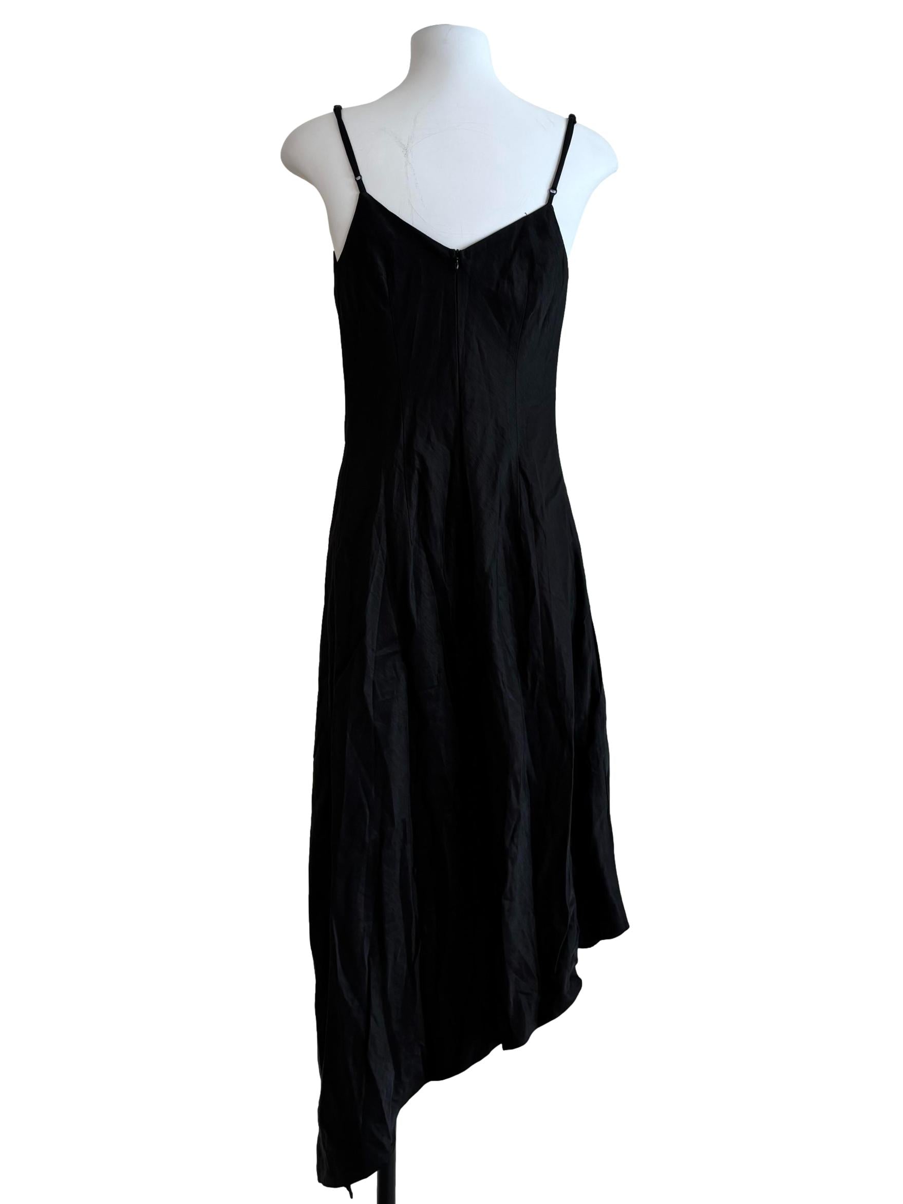 Rich Black Asymmetrical Cowl Dress