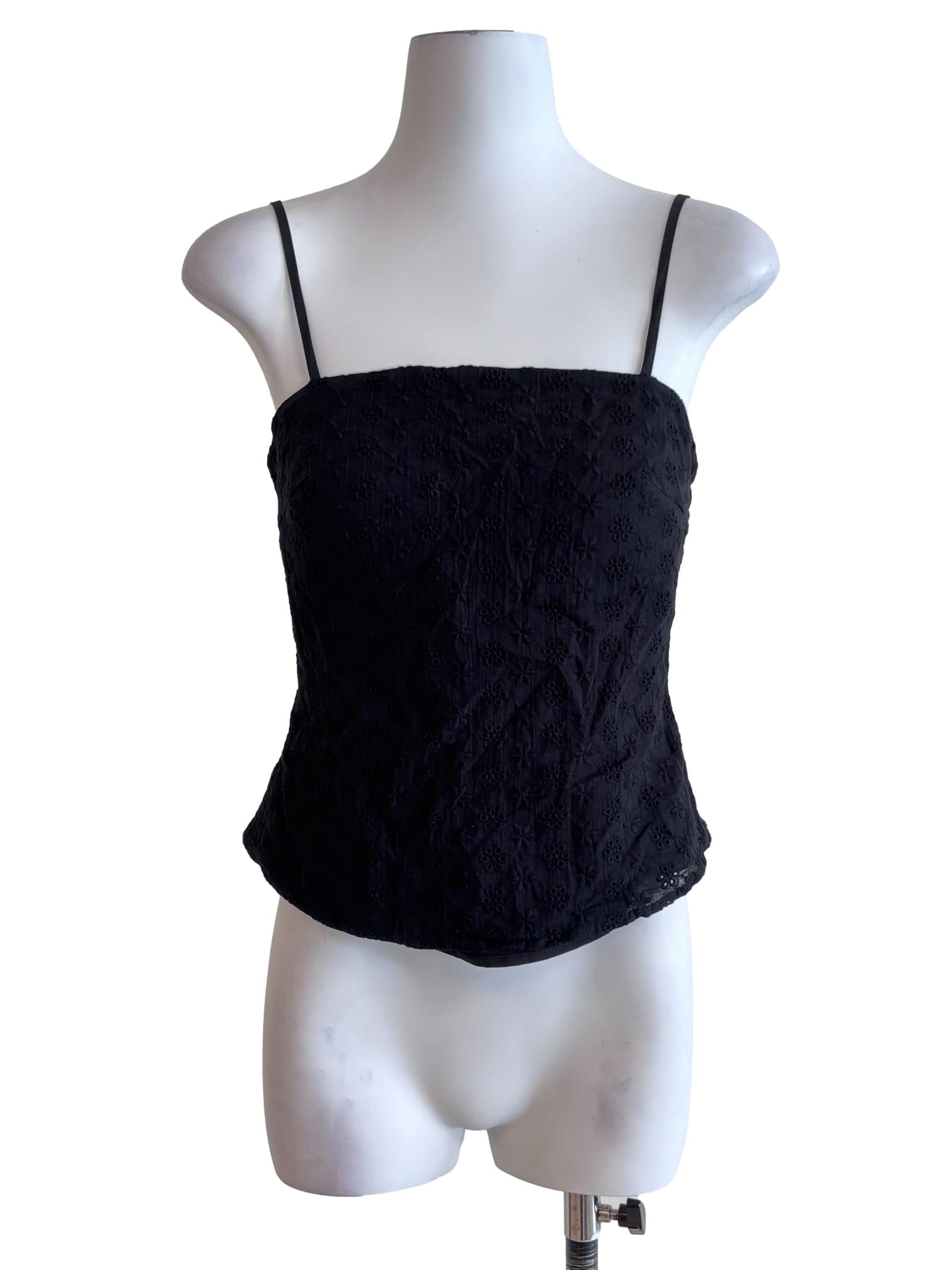 Jet Black Eyelet Cami Top