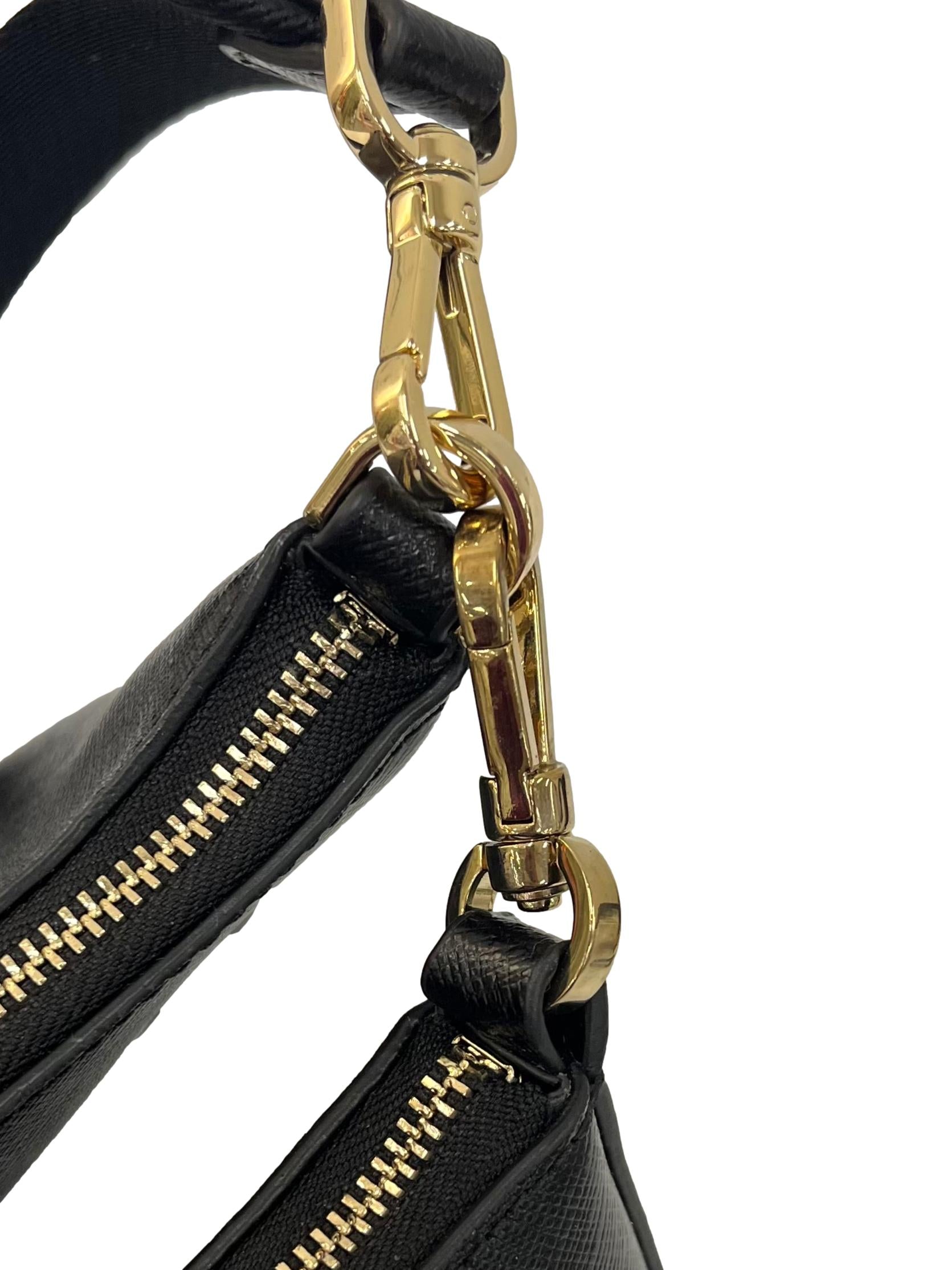 Black Duet Saffiano Leather Small Crossbody Bag CSN