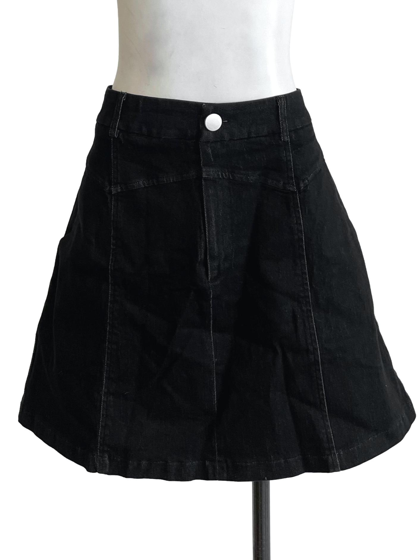 Charcoal A-Line Jean Skirt
