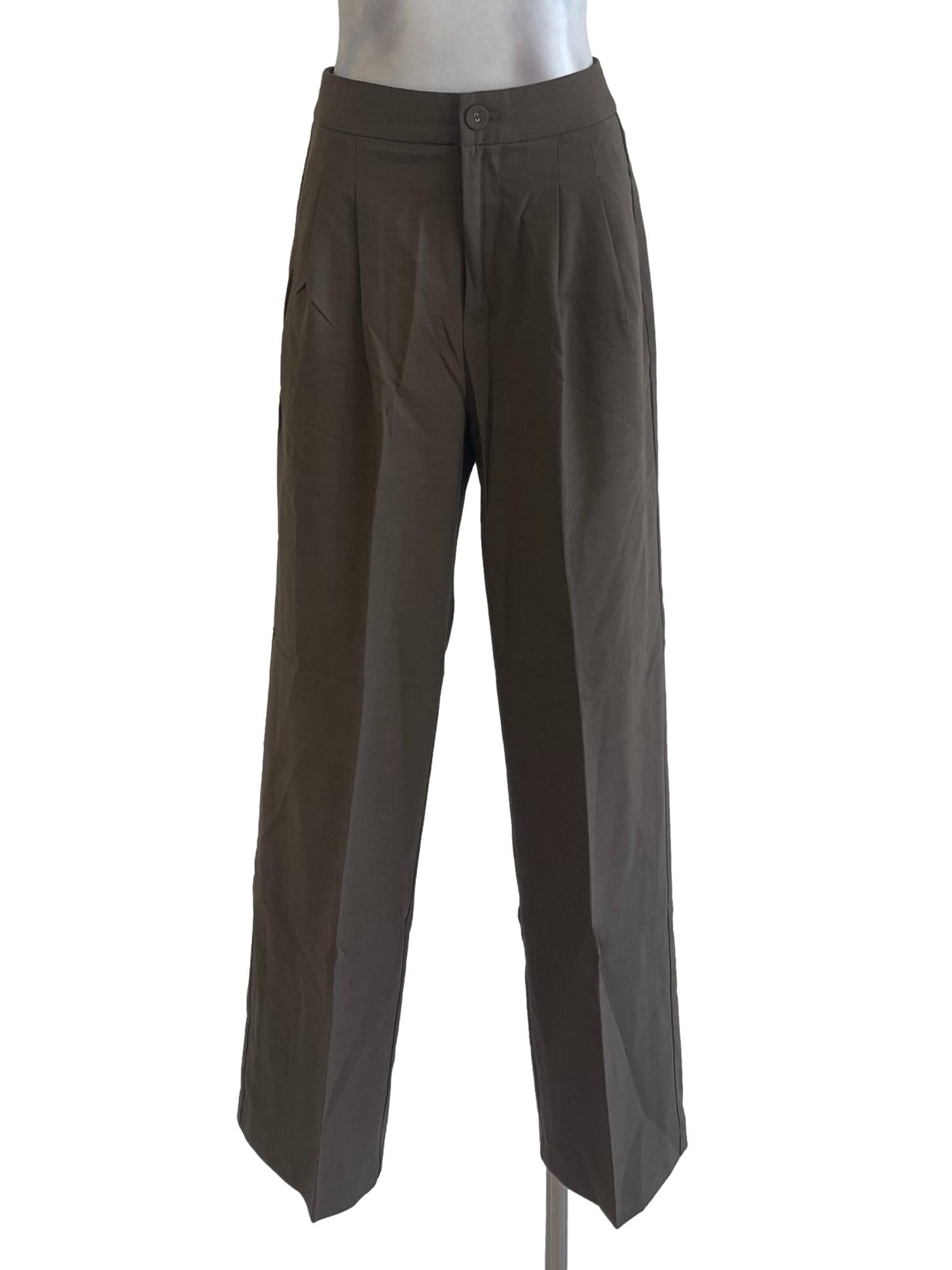Dark Tortilla Straight Leg Pleated Formal Pants