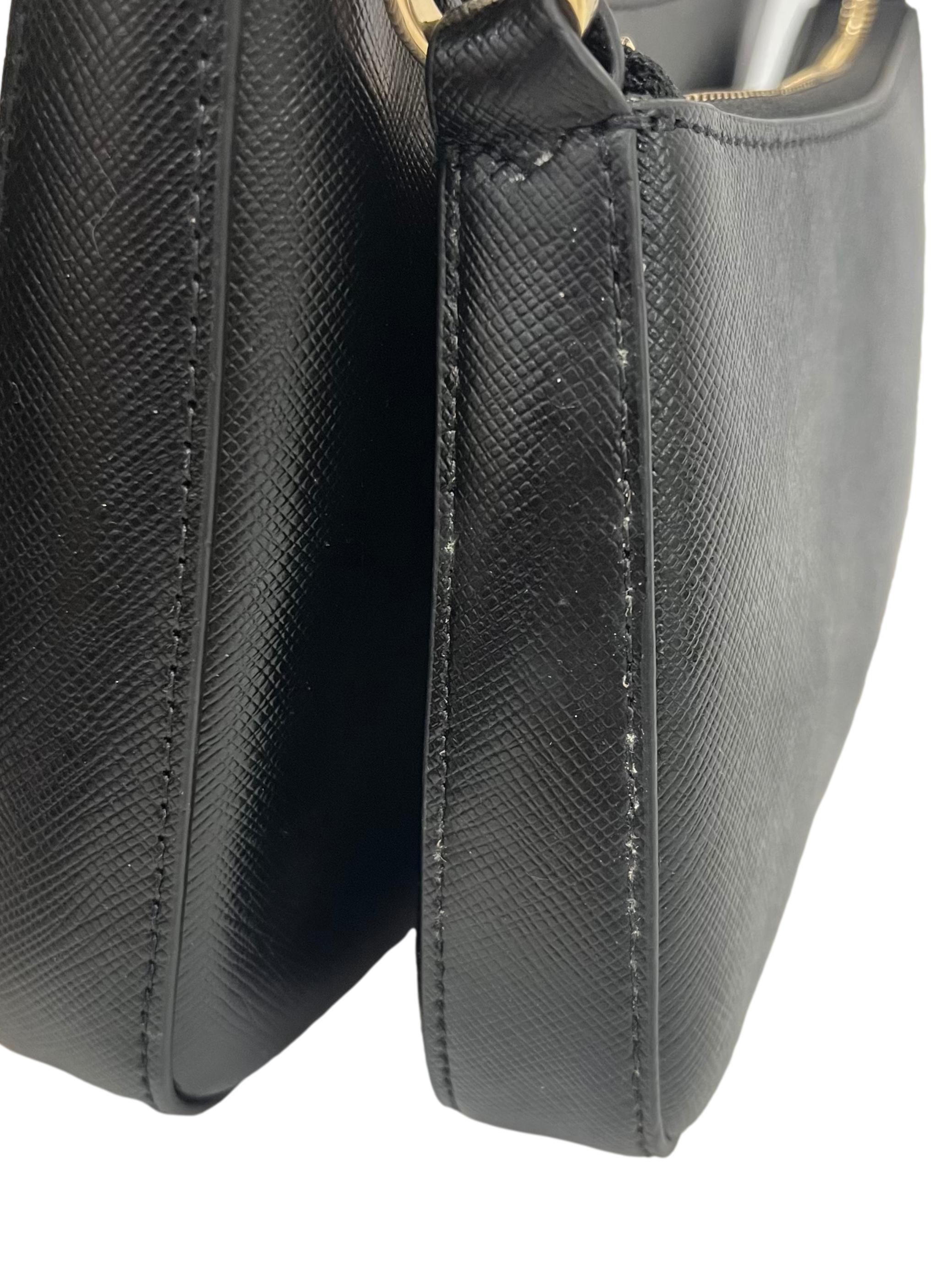 Black Duet Saffiano Leather Small Crossbody Bag CSN