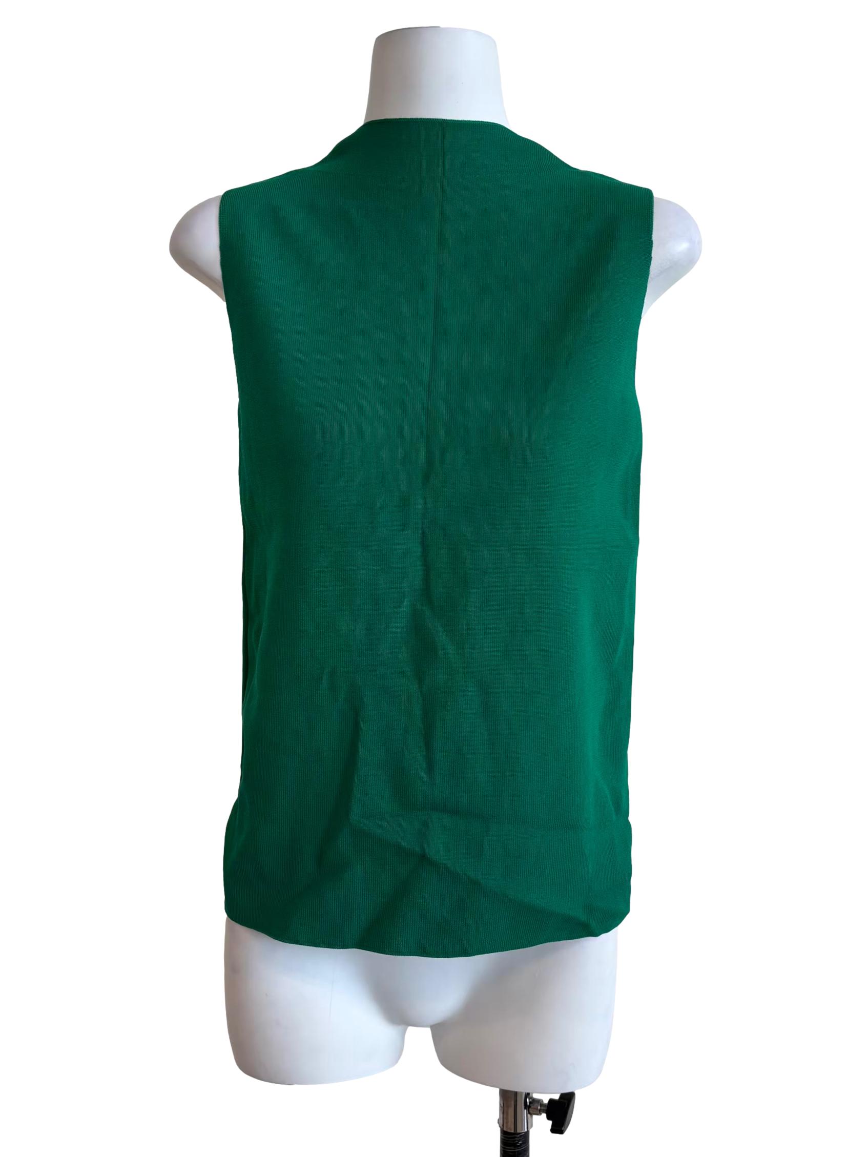 Green High Neck Knitted Vest