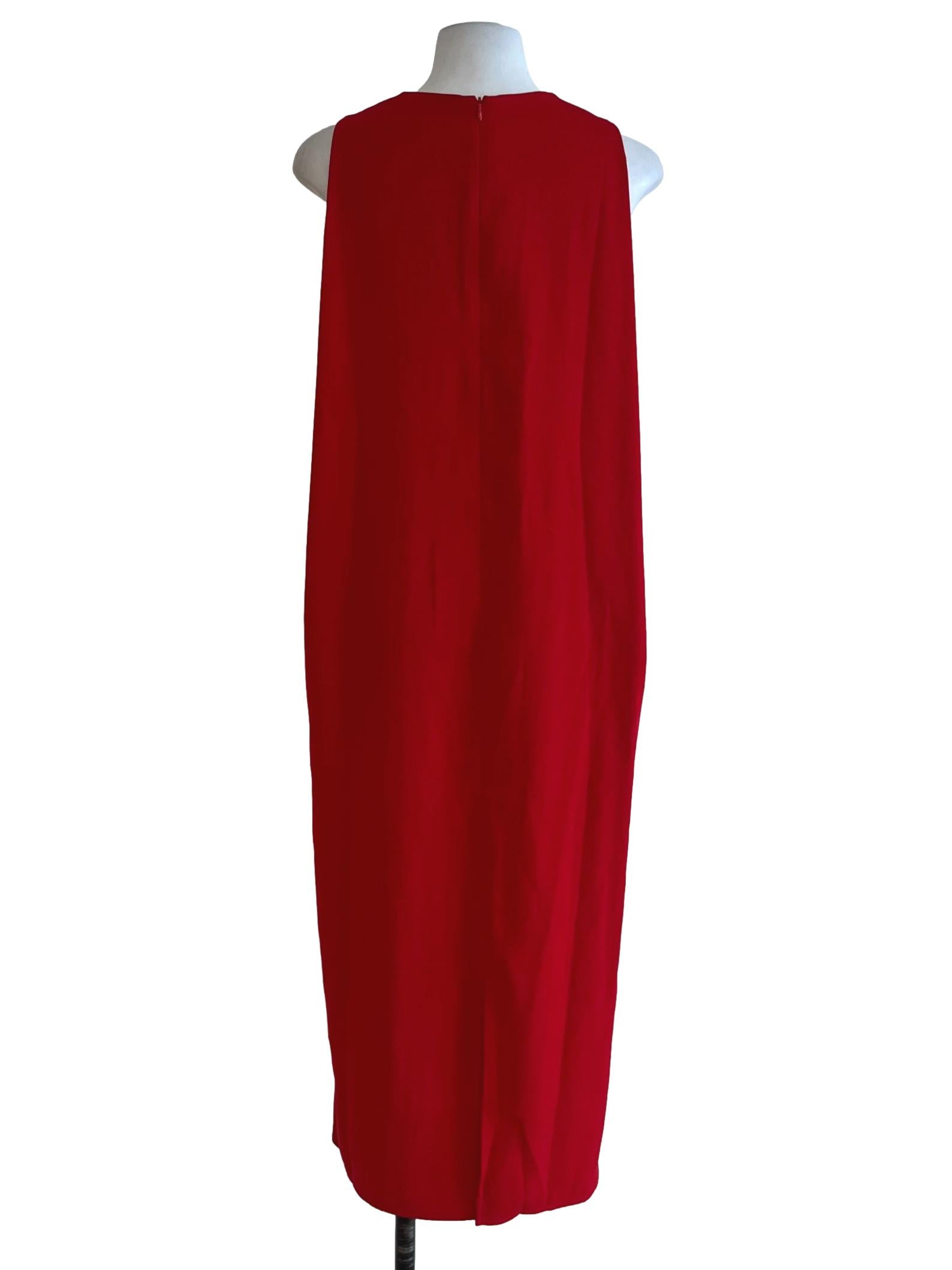 Blood Red Jewel Neckline Shift Dress