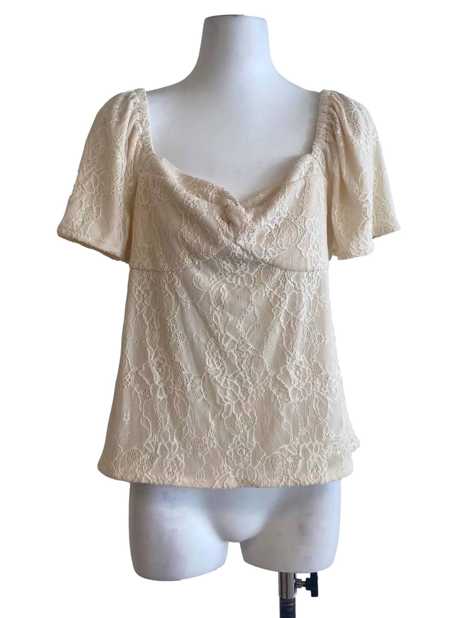 Cream Floral Lace Blouse