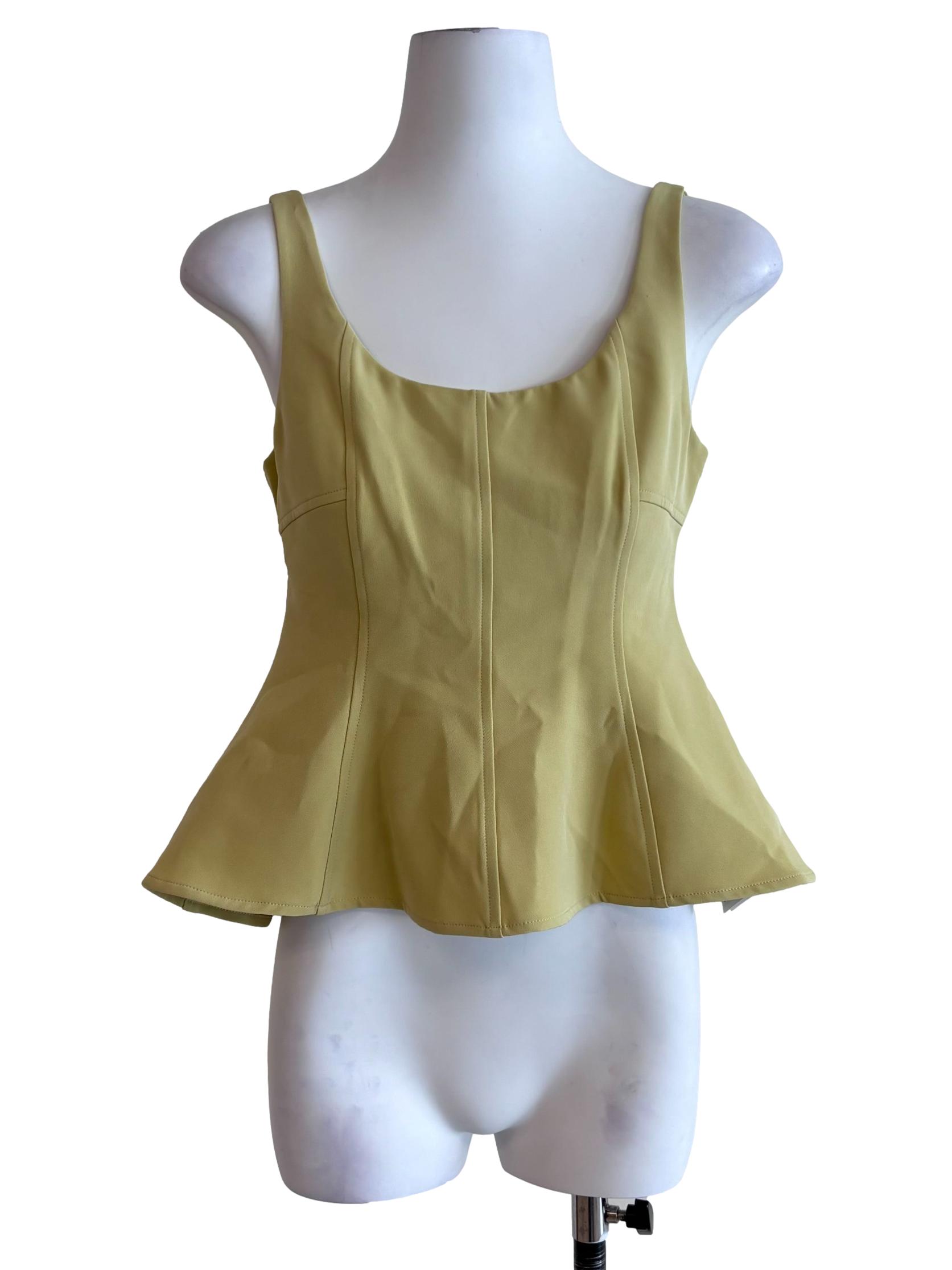 Lime Green Scoop Neck Peplum Top