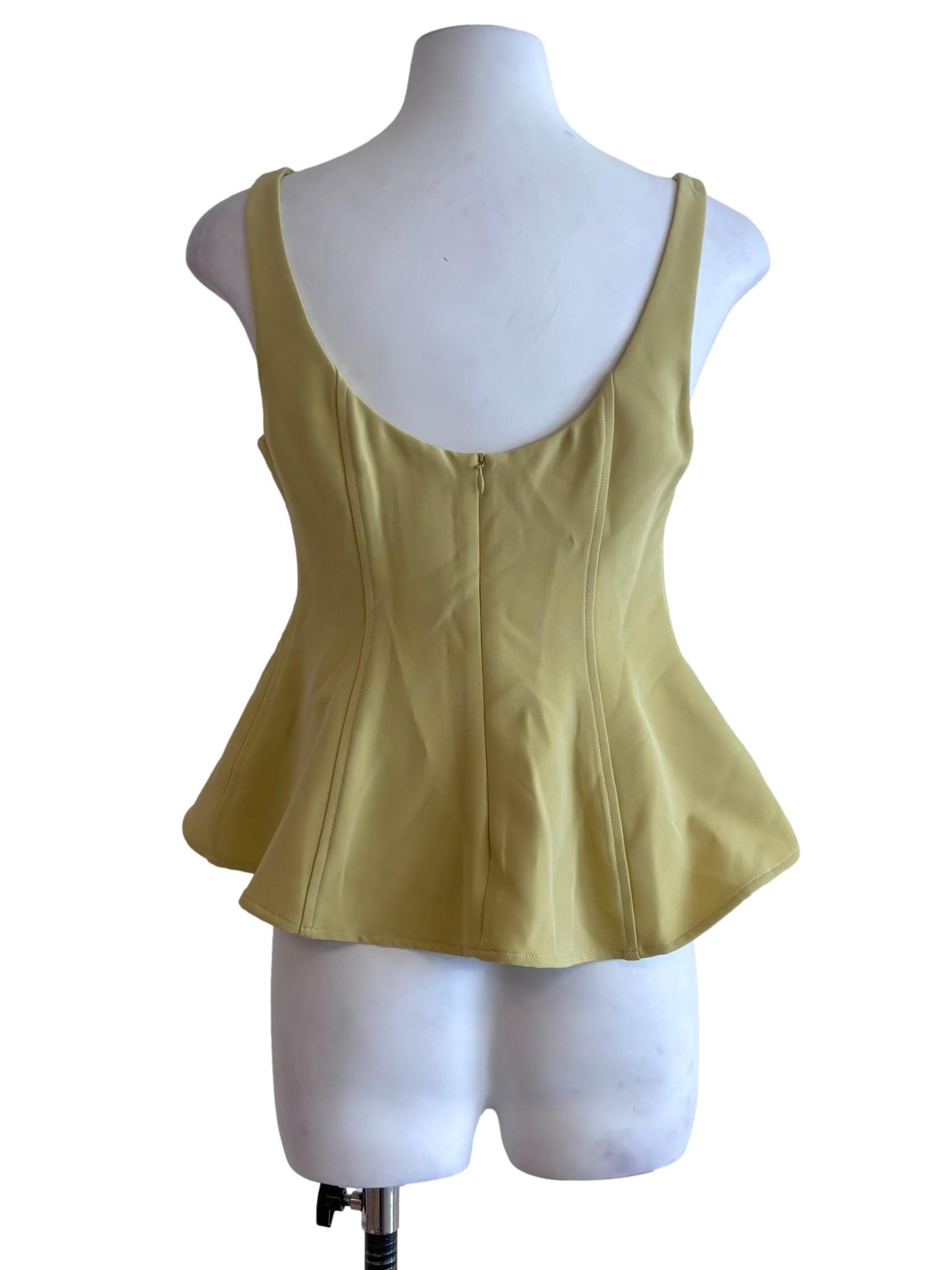 Lime Green Scoop Neck Peplum Top