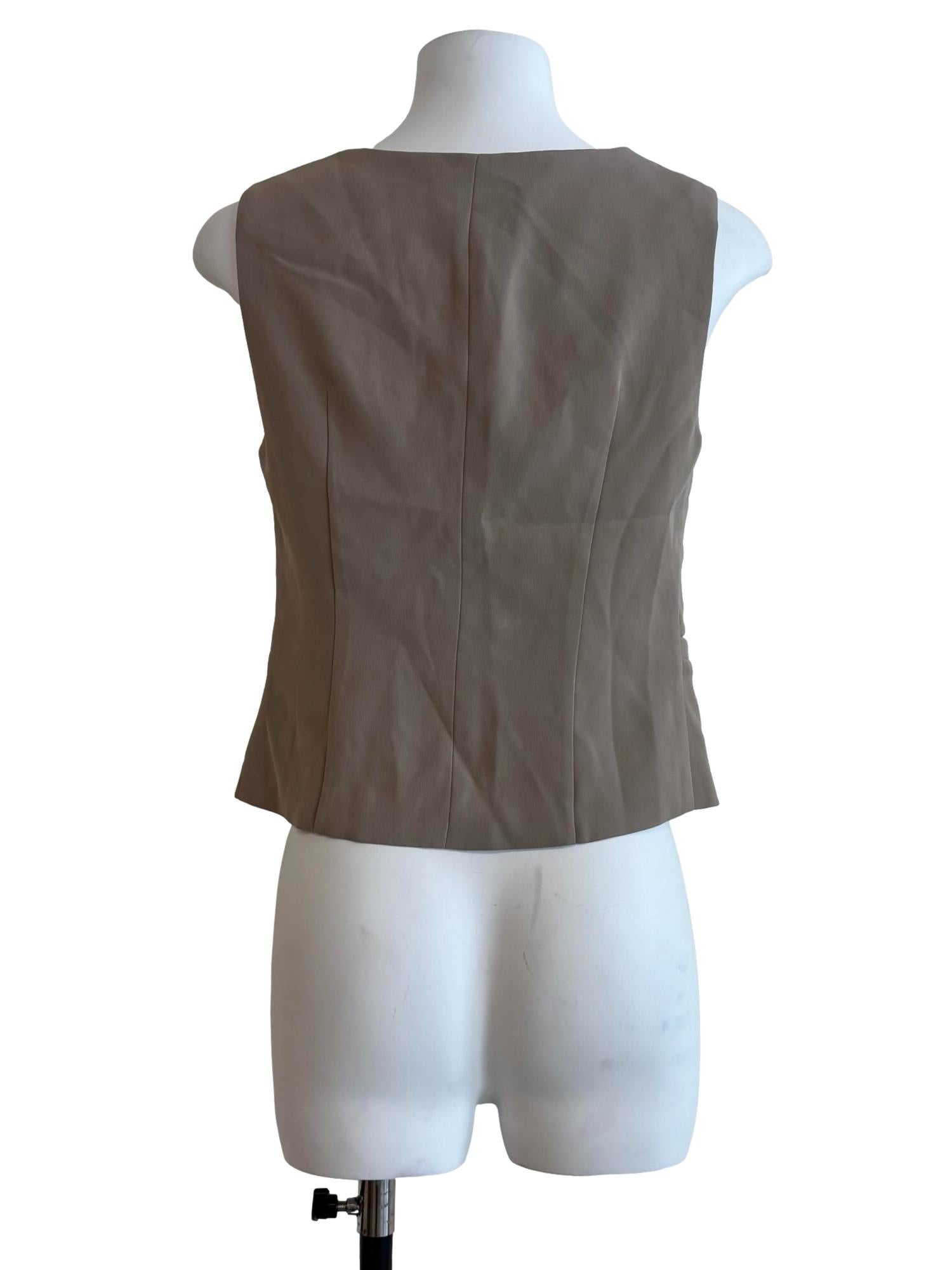 Khaki Sleeveless Square Neck Blazer Top