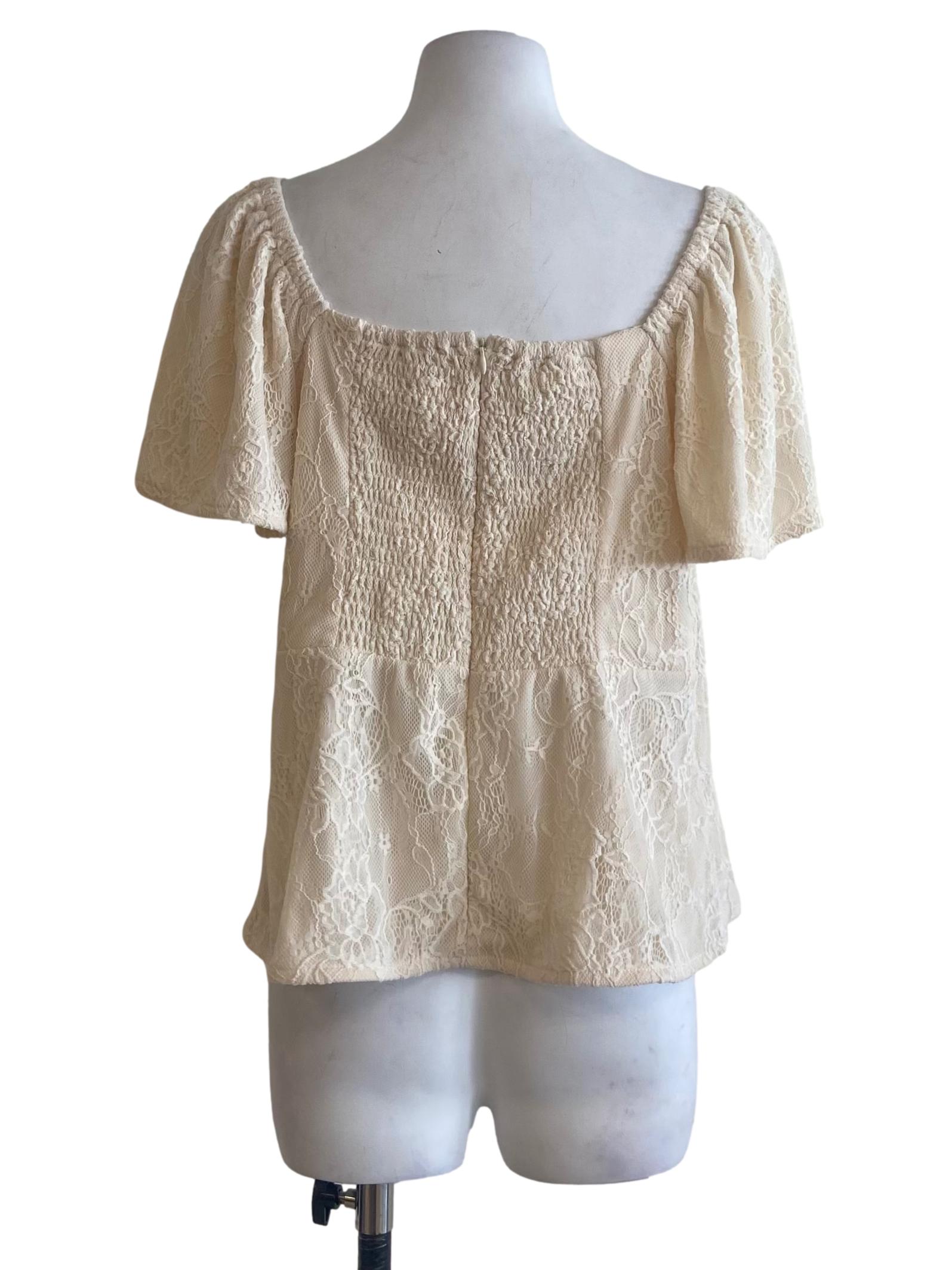Cream Floral Lace Blouse