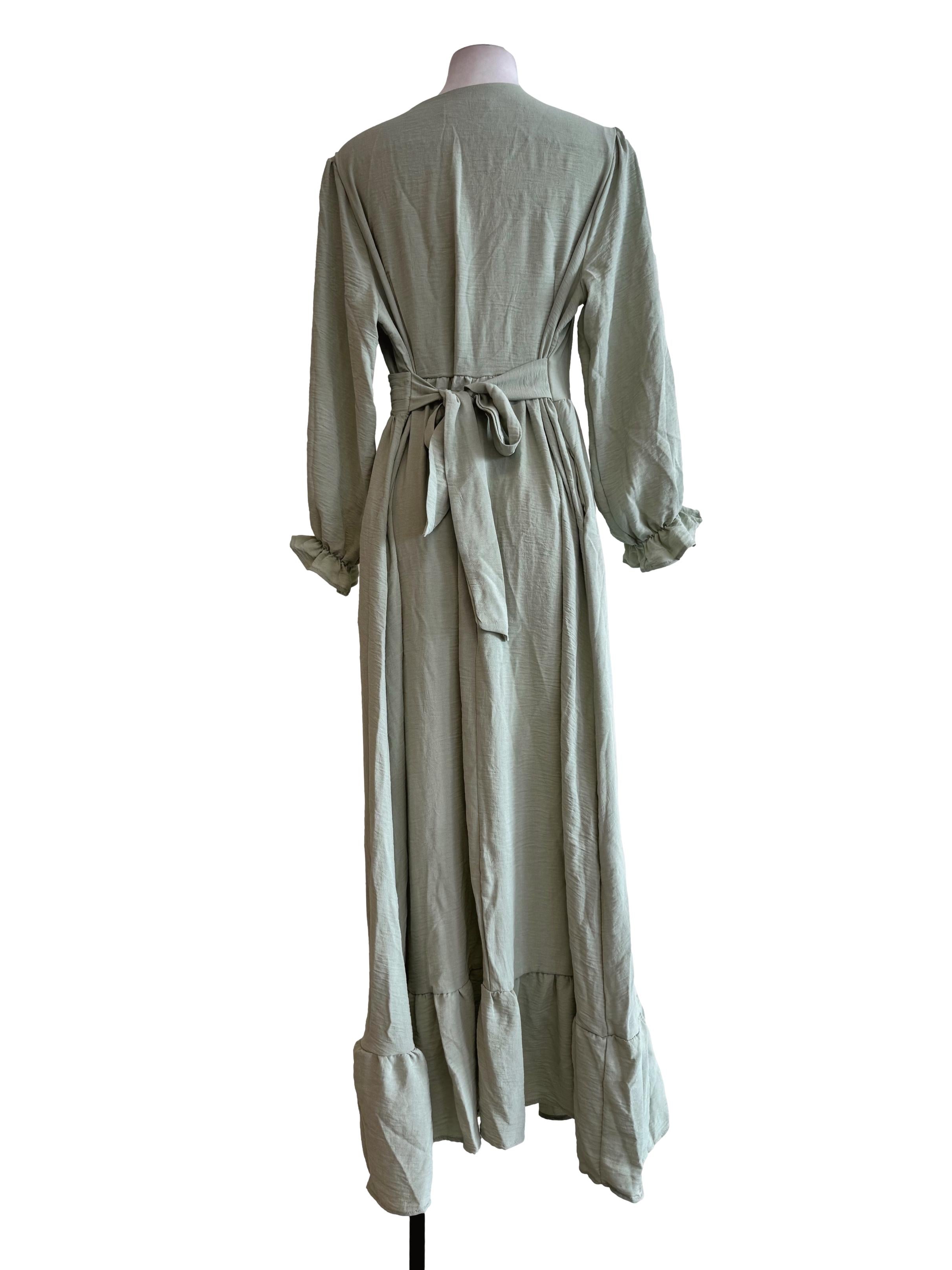 Pistachio V Neck Long Sleeve Dress