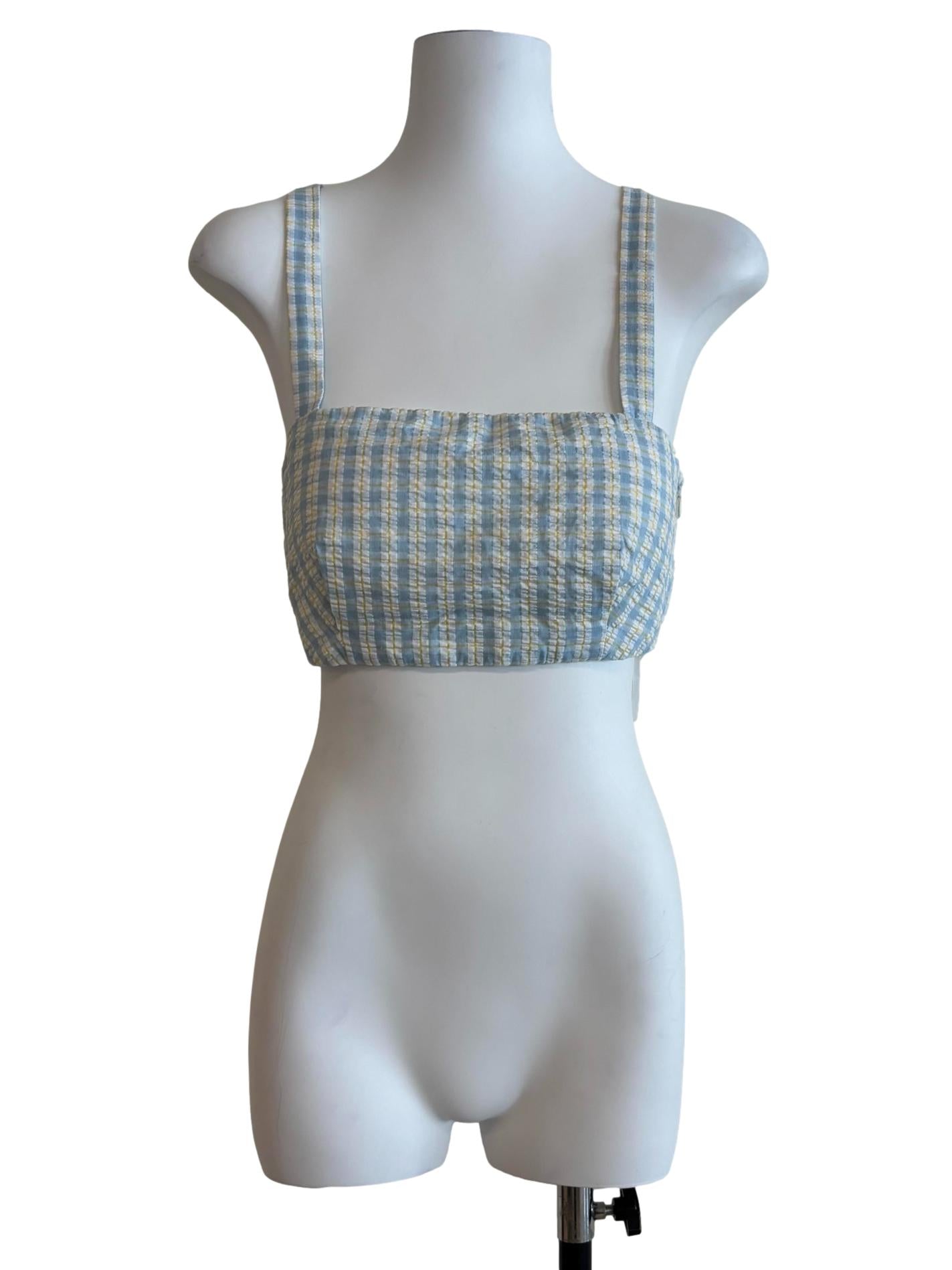 Baby Blue Gingham Cotton Camisole