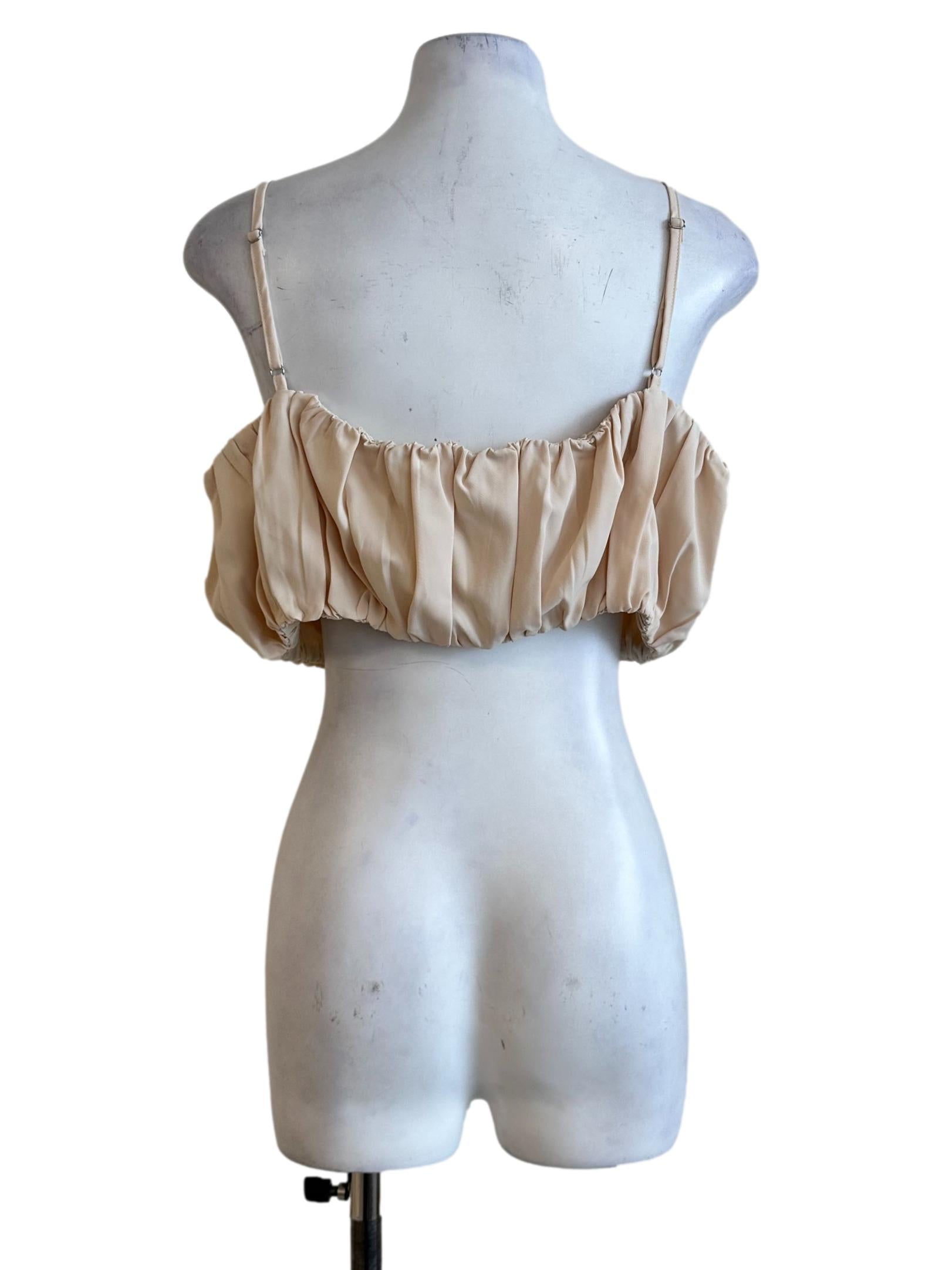 Parmesan Beige Sleeveless Crop Top