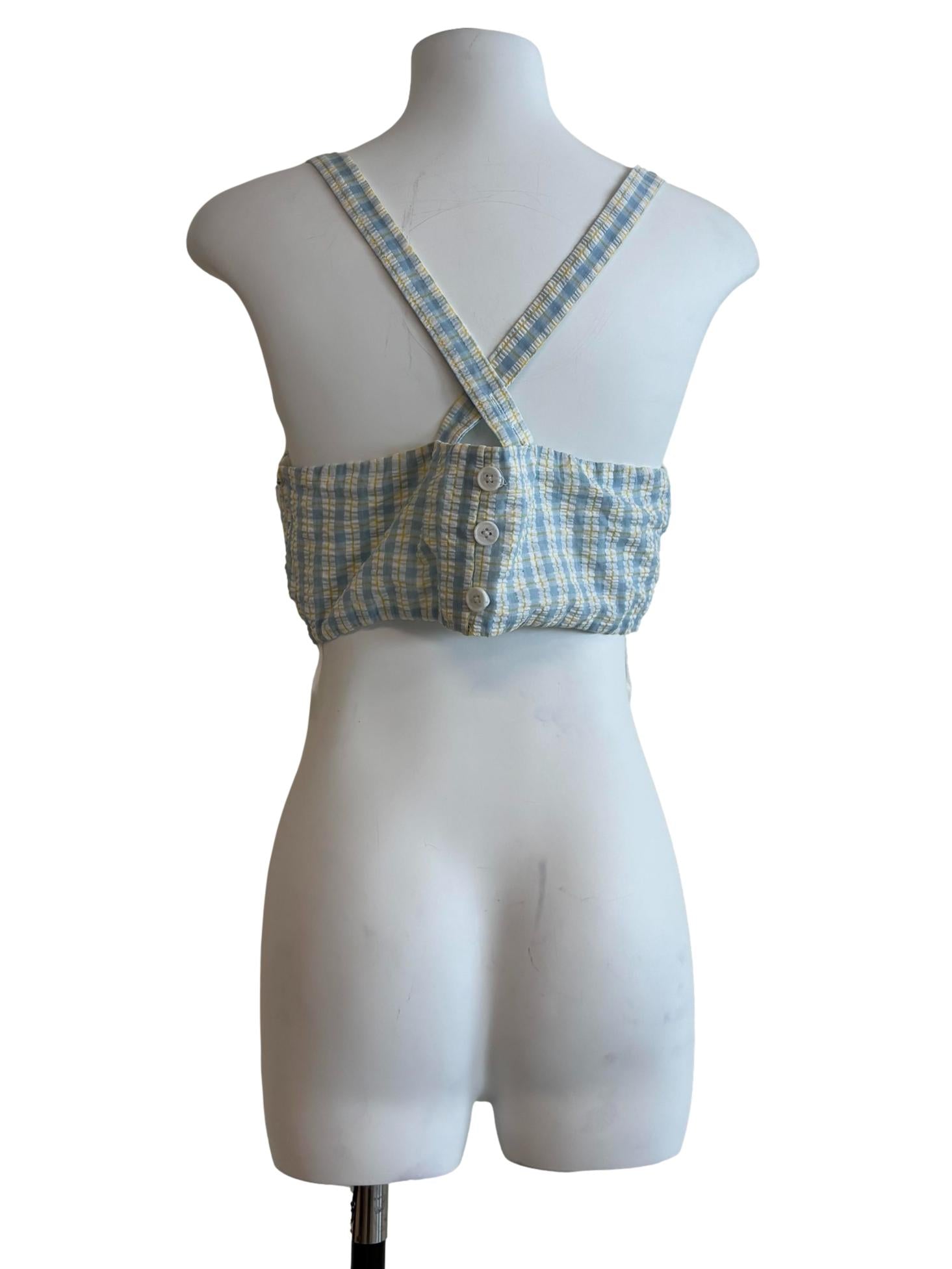 Baby Blue Gingham Cotton Camisole