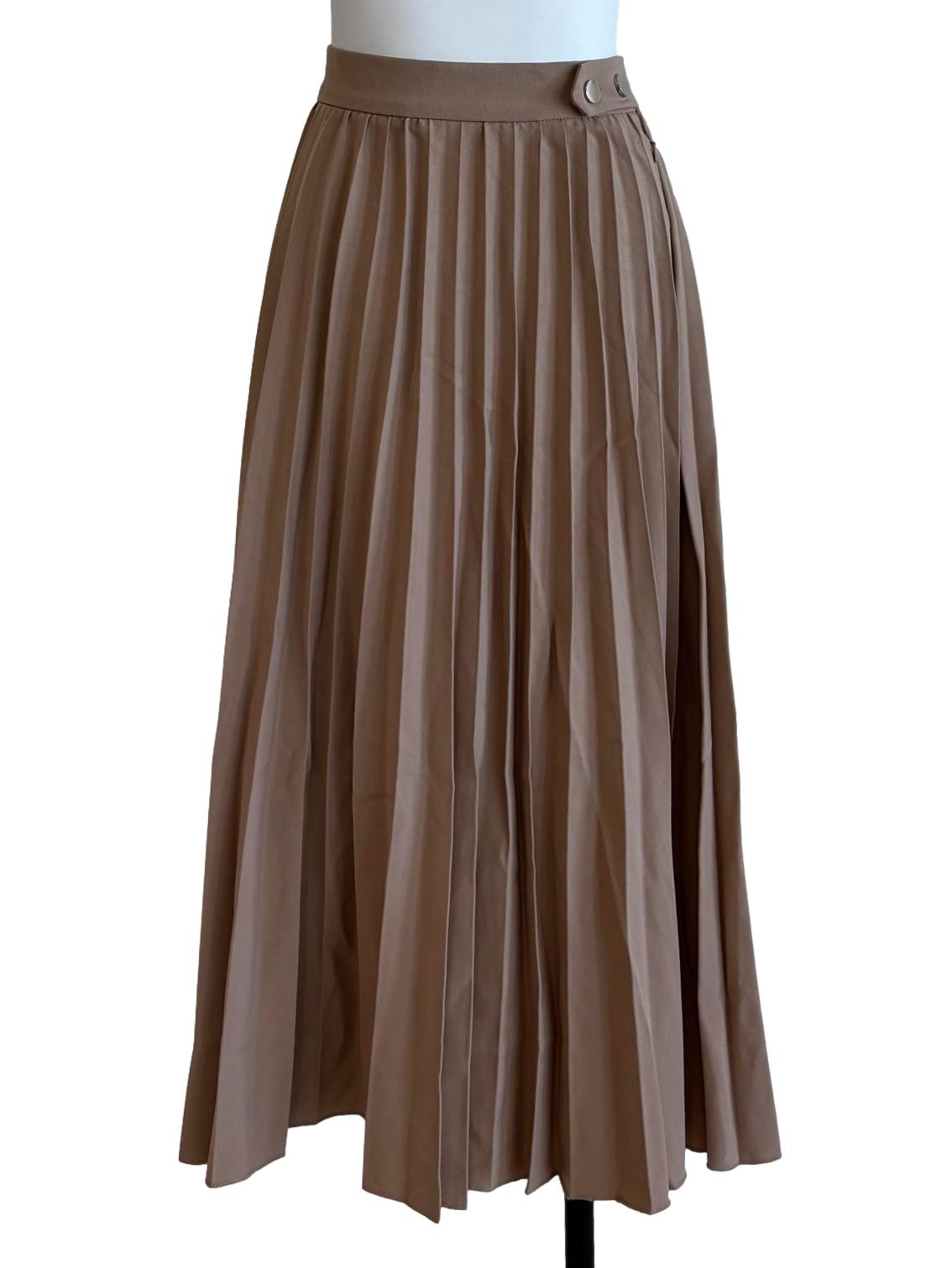 Buff Brown Pleated Skirt