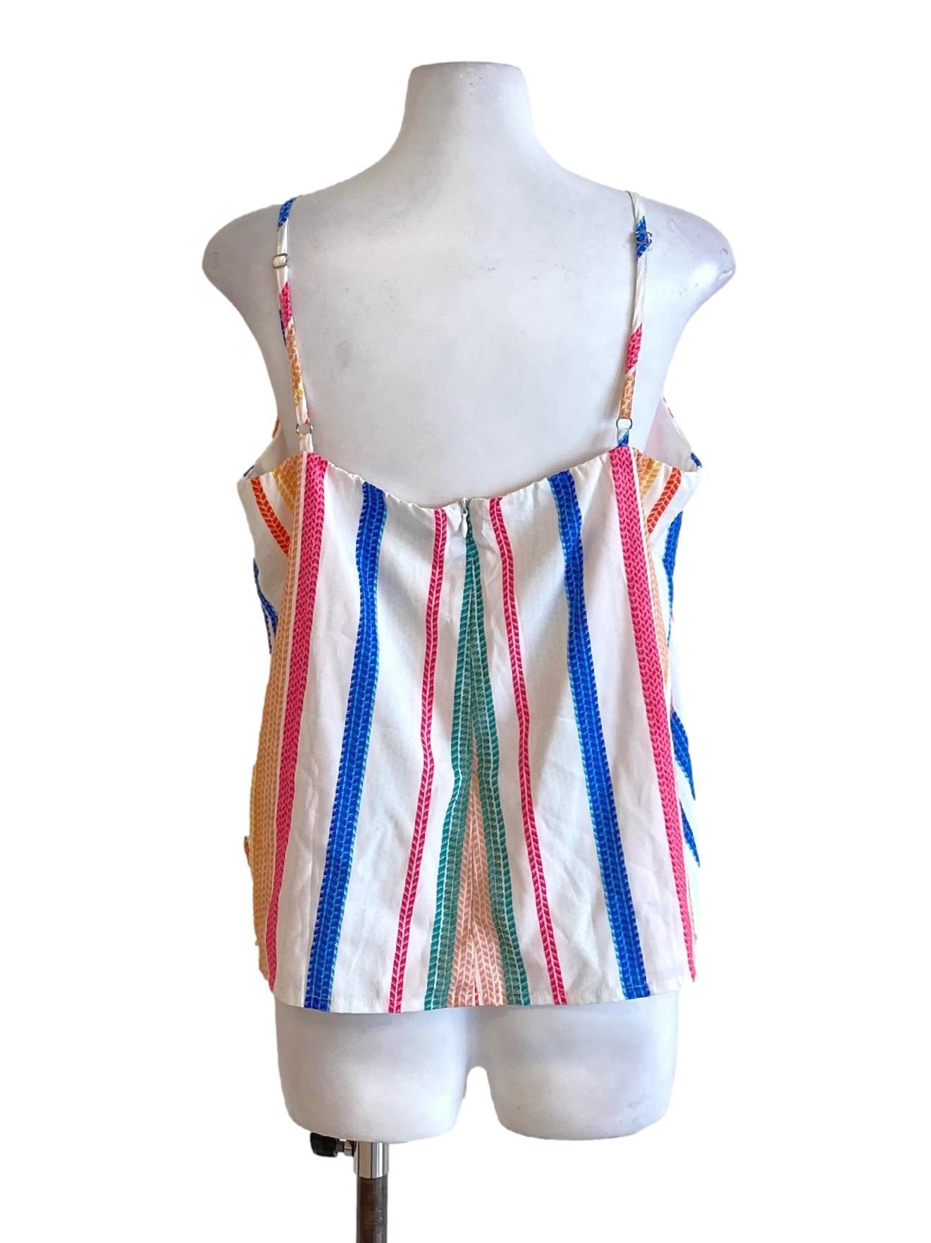 Colour Block Stripes V-Neck Loose Top
