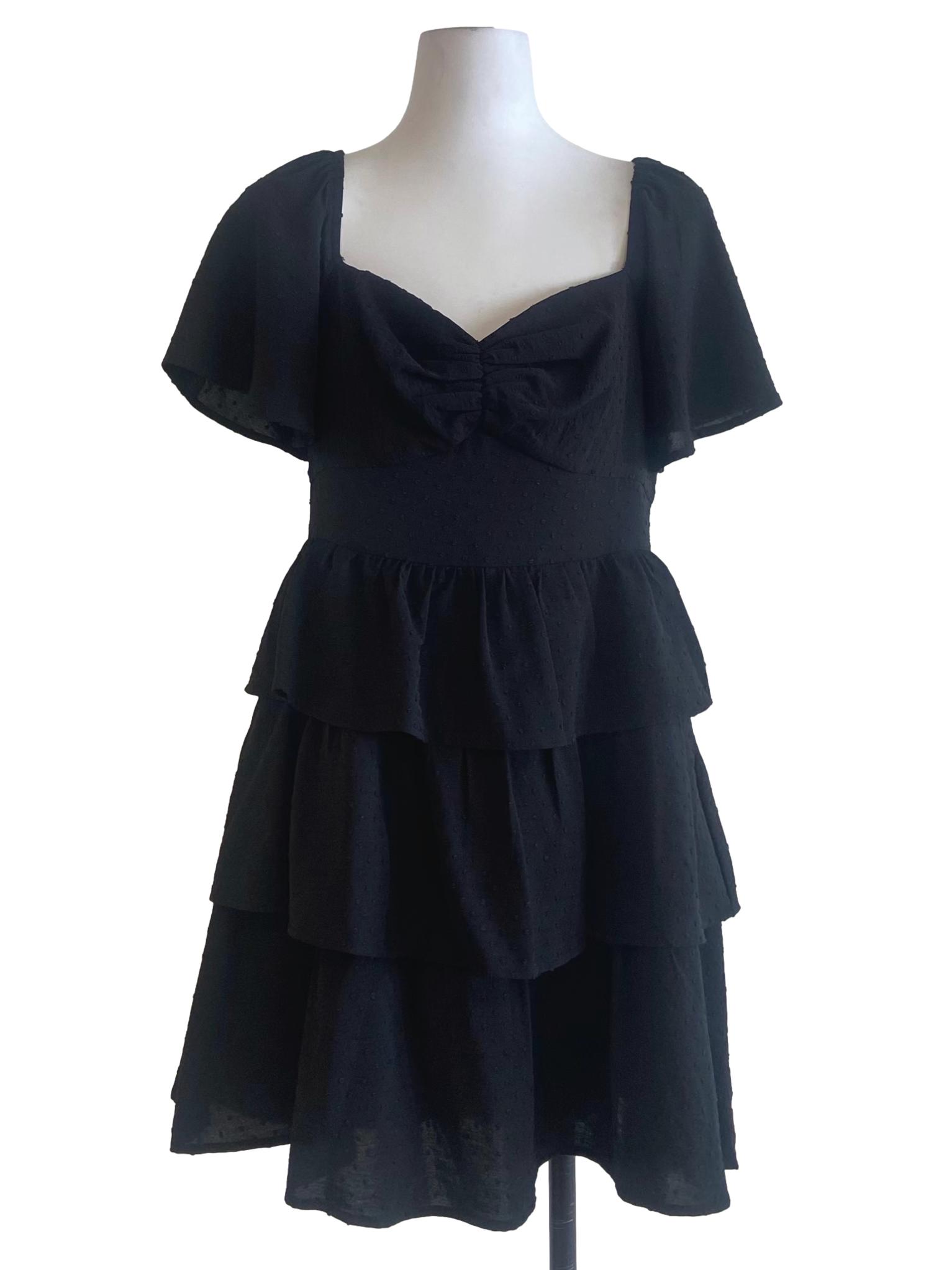 Black Layered Dotted Dress