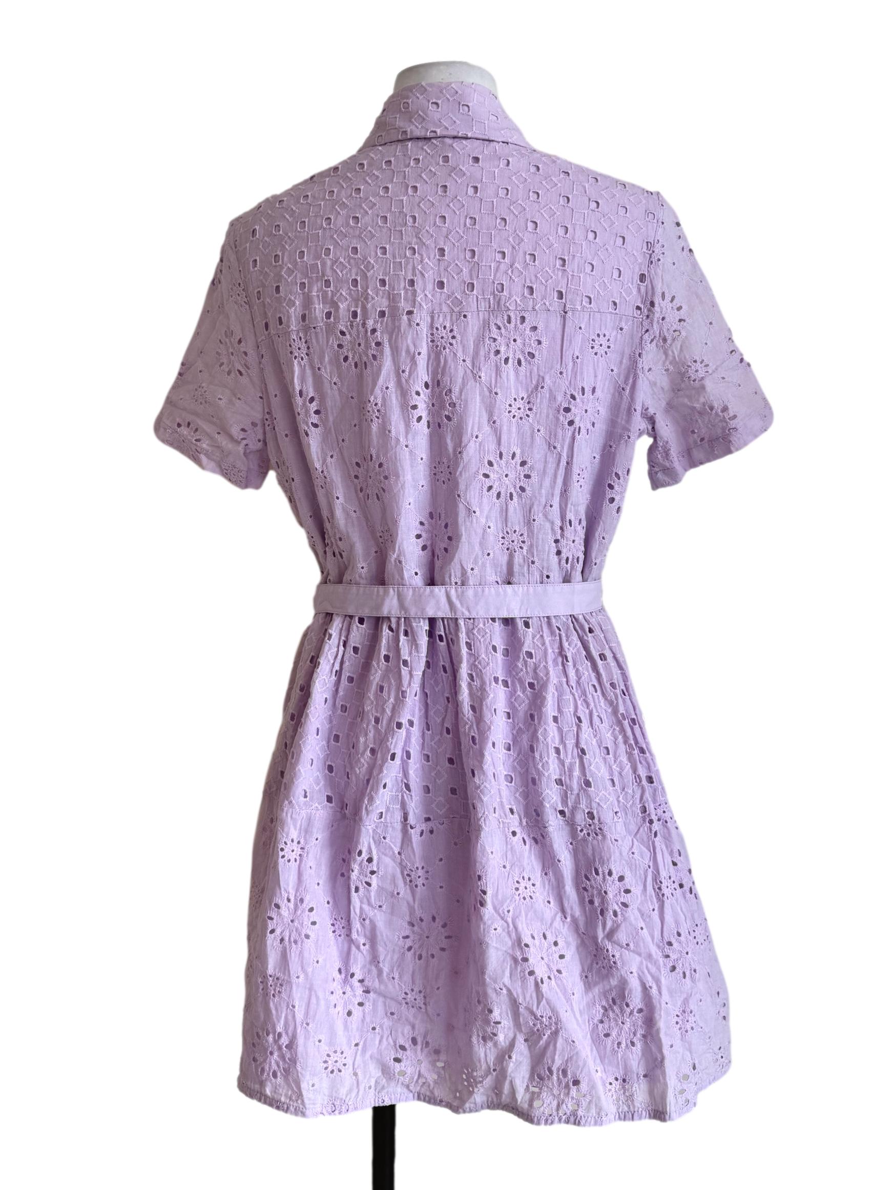 Lavender Eyelet Front Button Dress