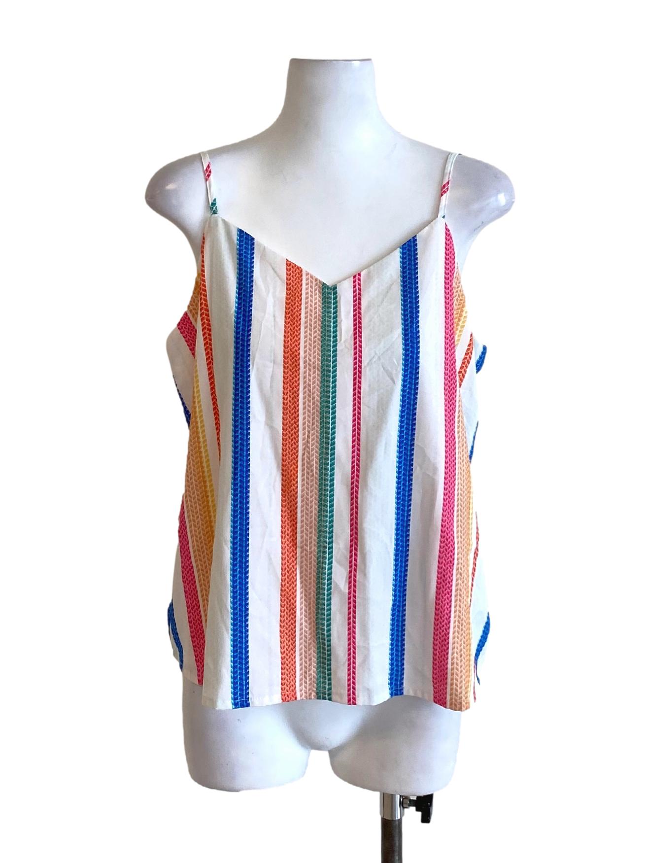 Colour Block Stripes V-Neck Loose Top