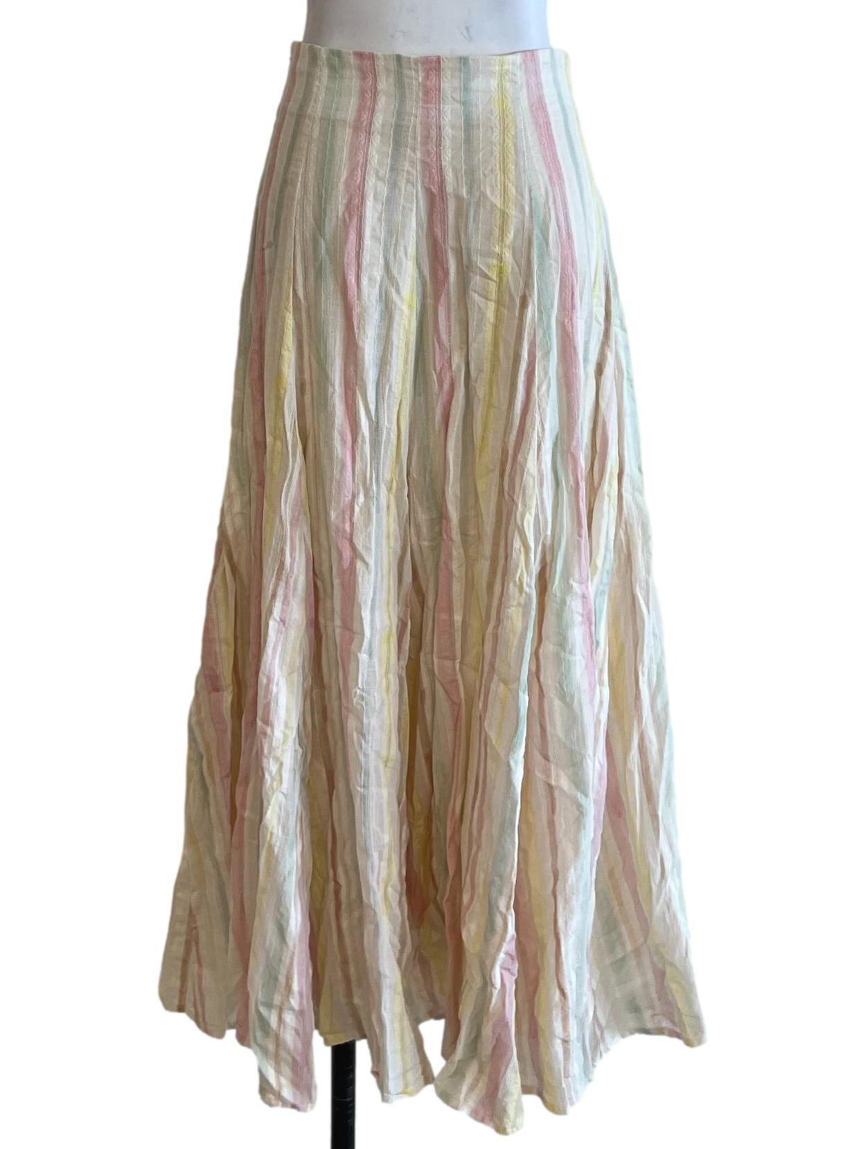 Cream Awning Stripe A-Line Skirt