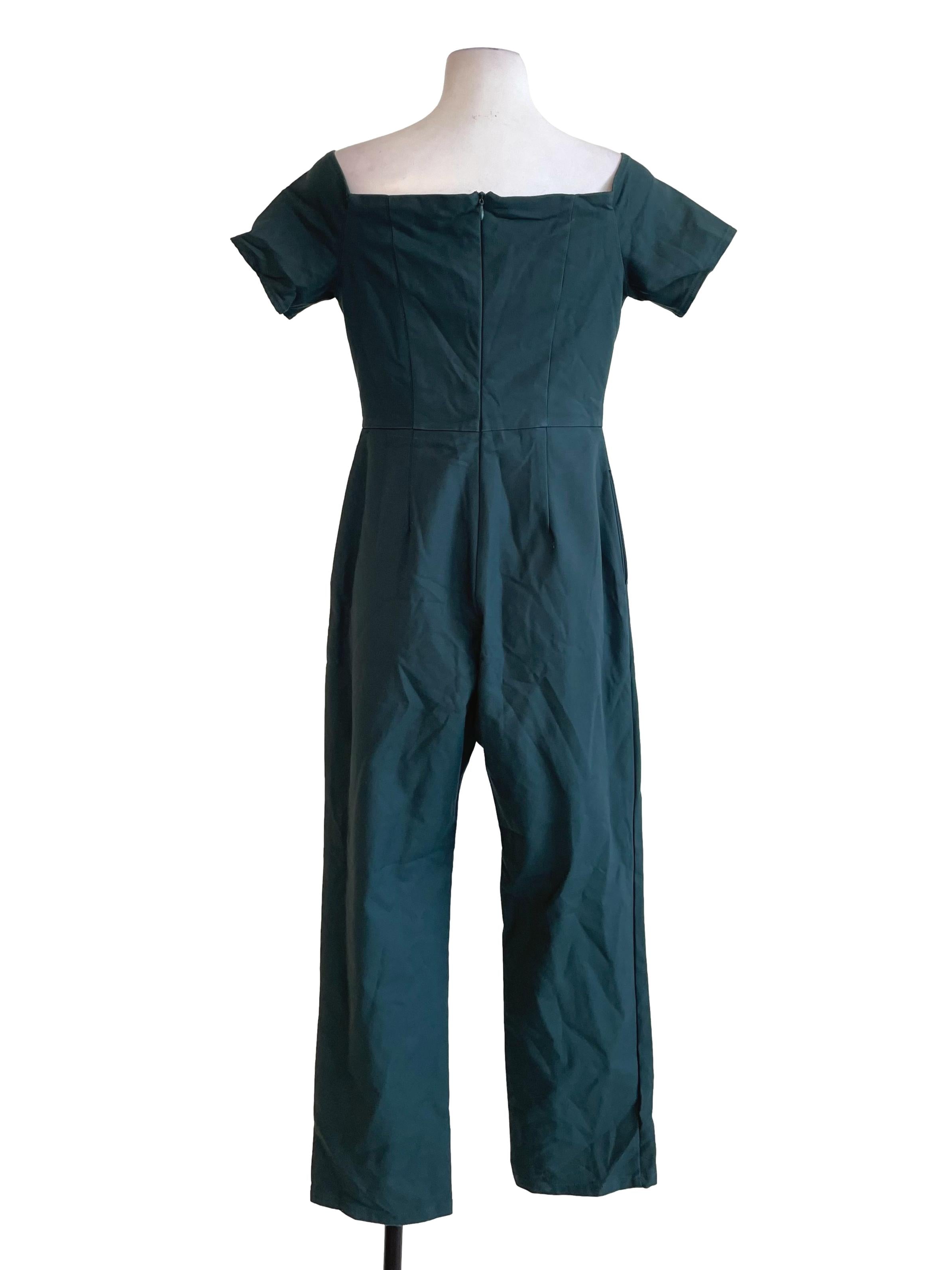 Pine Green Wide Neck Jumpsuit