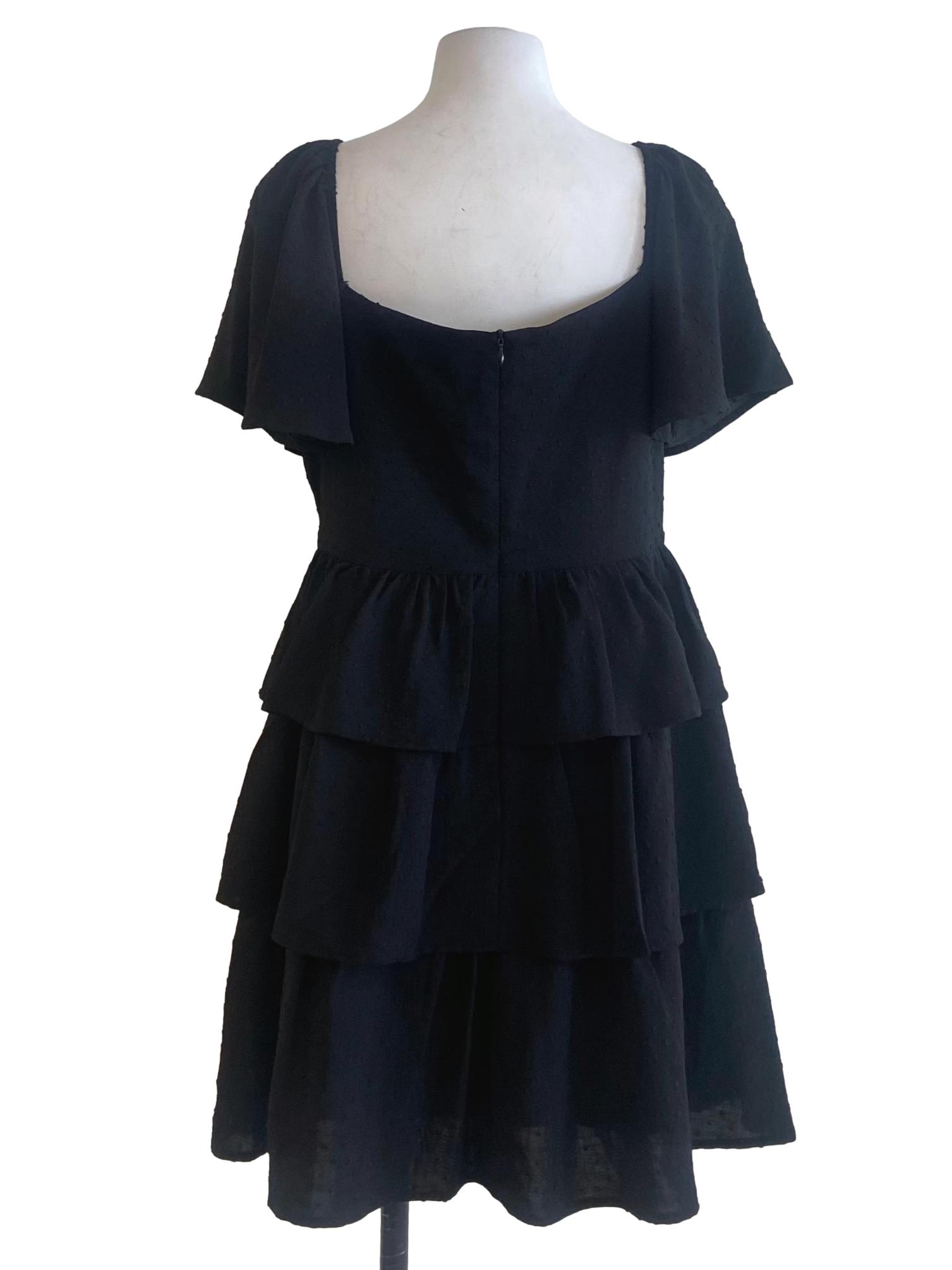 Black Layered Dotted Dress