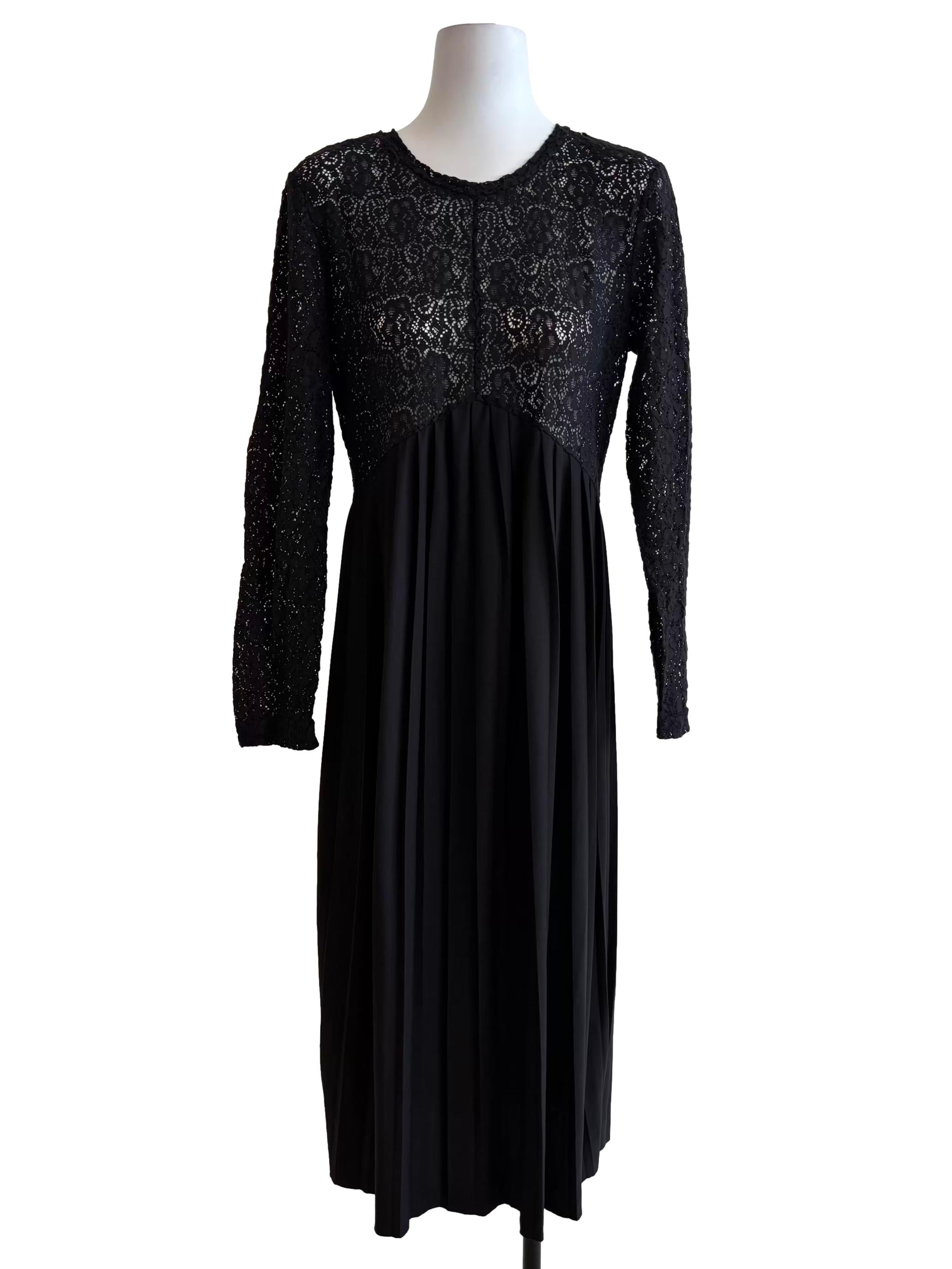 Black Long Sleeve Laced Top Dress