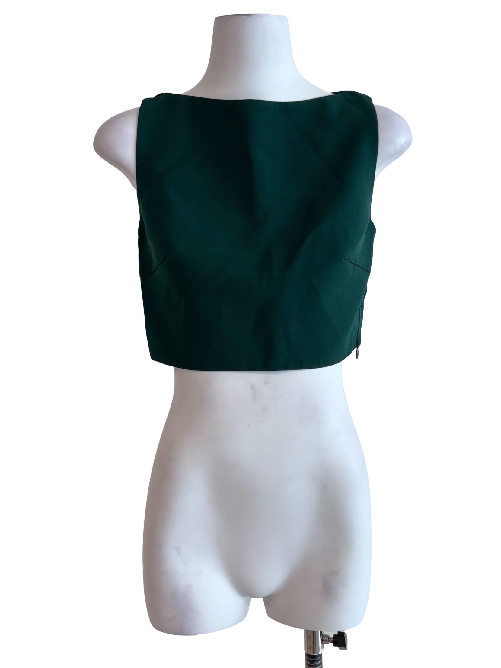 Emerald Green Sabrina Neck Crop Top