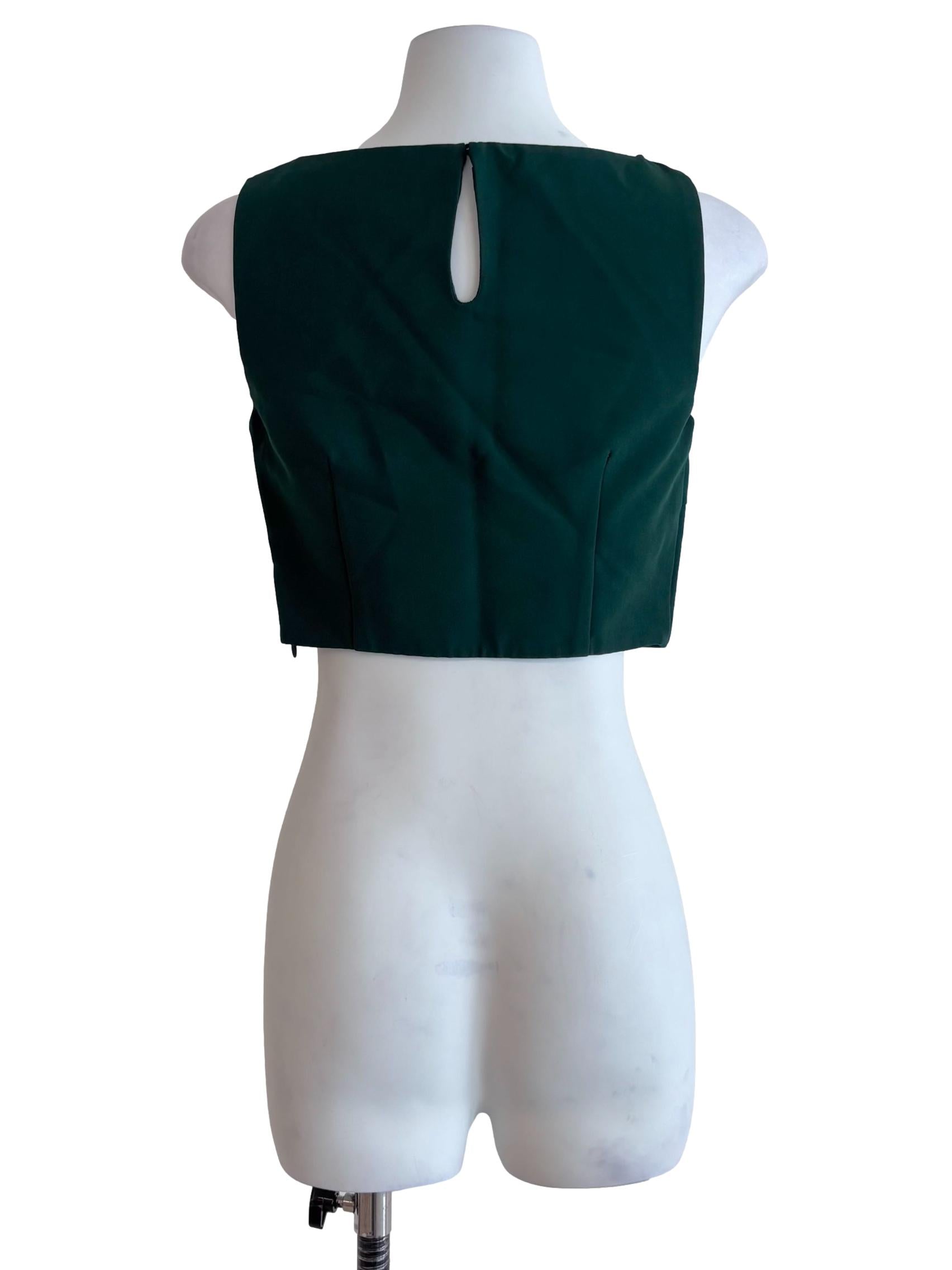 Emerald Green Sabrina Neck Crop Top