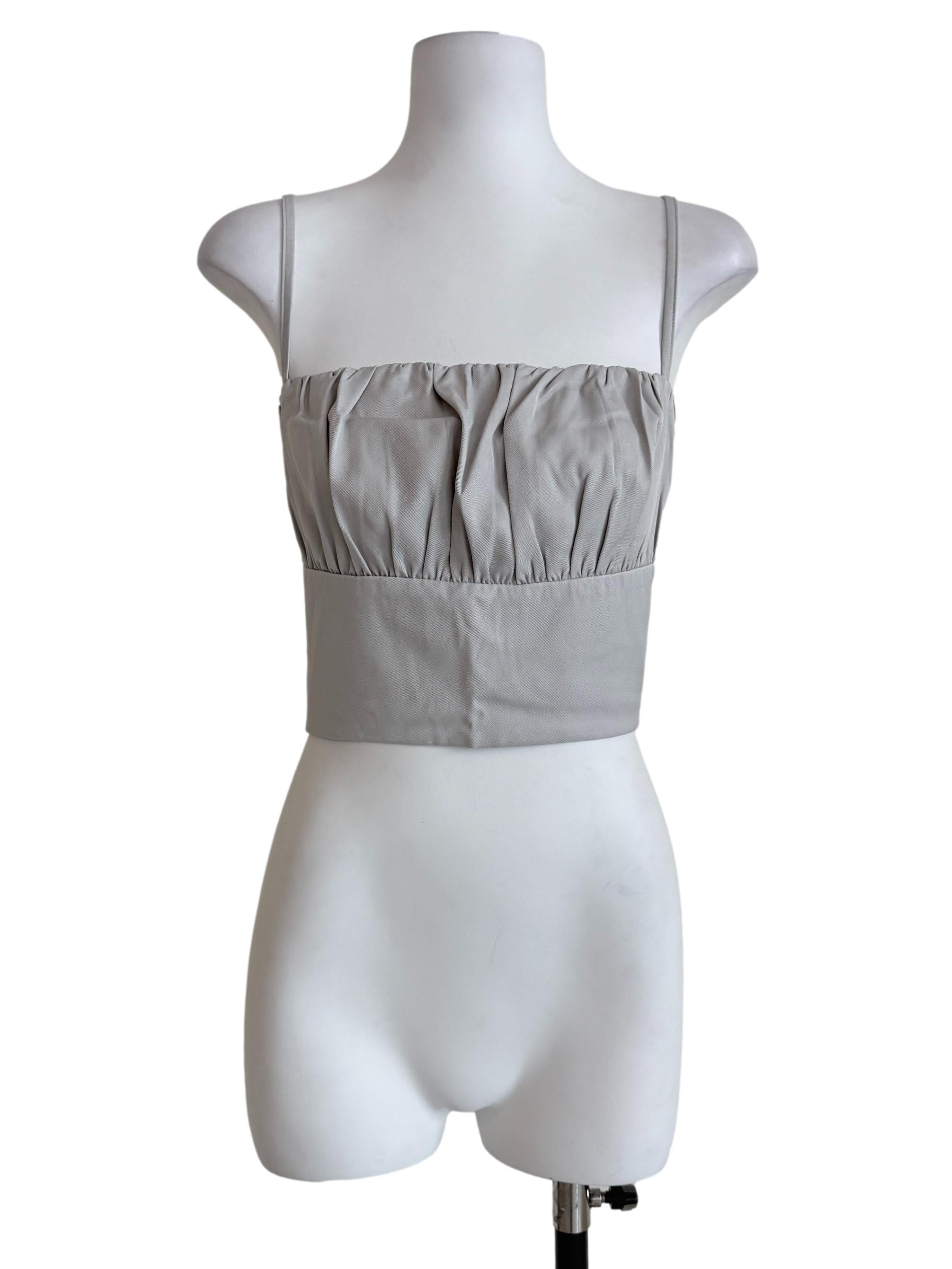 Grey Luisa Ruched Crop Spag Top