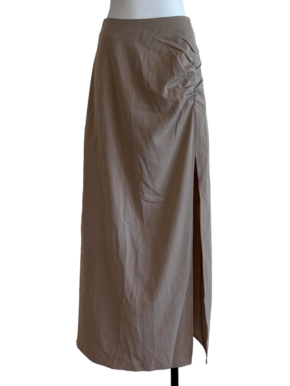 Khaki Slit Maxi Skirt