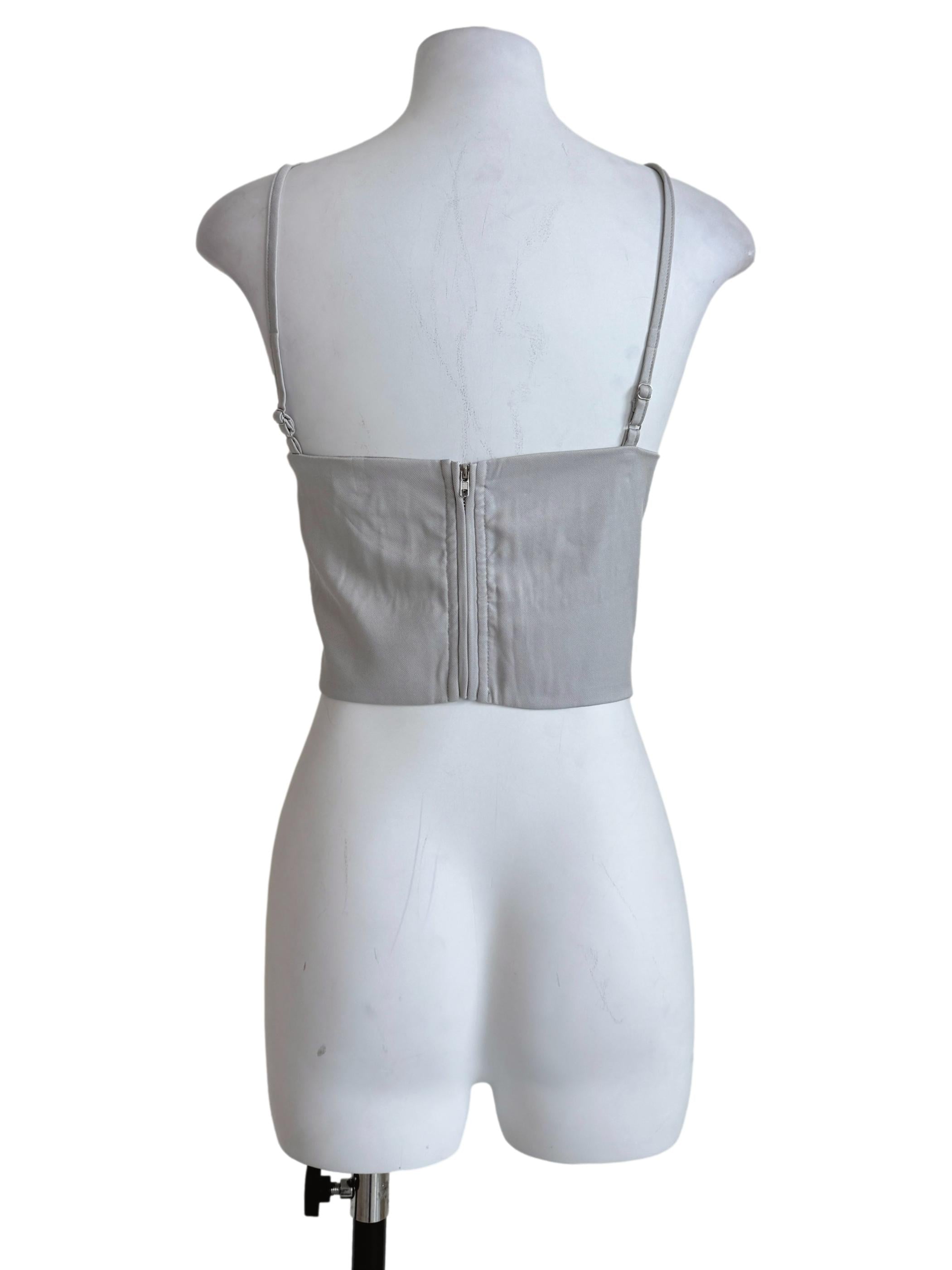 Grey Luisa Ruched Crop Spag Top