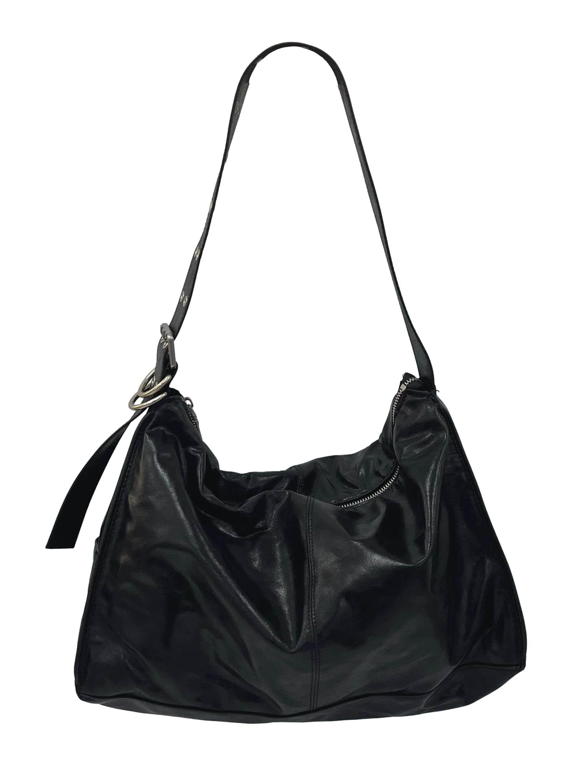 Black Metallic Buckle Shoulder Bag