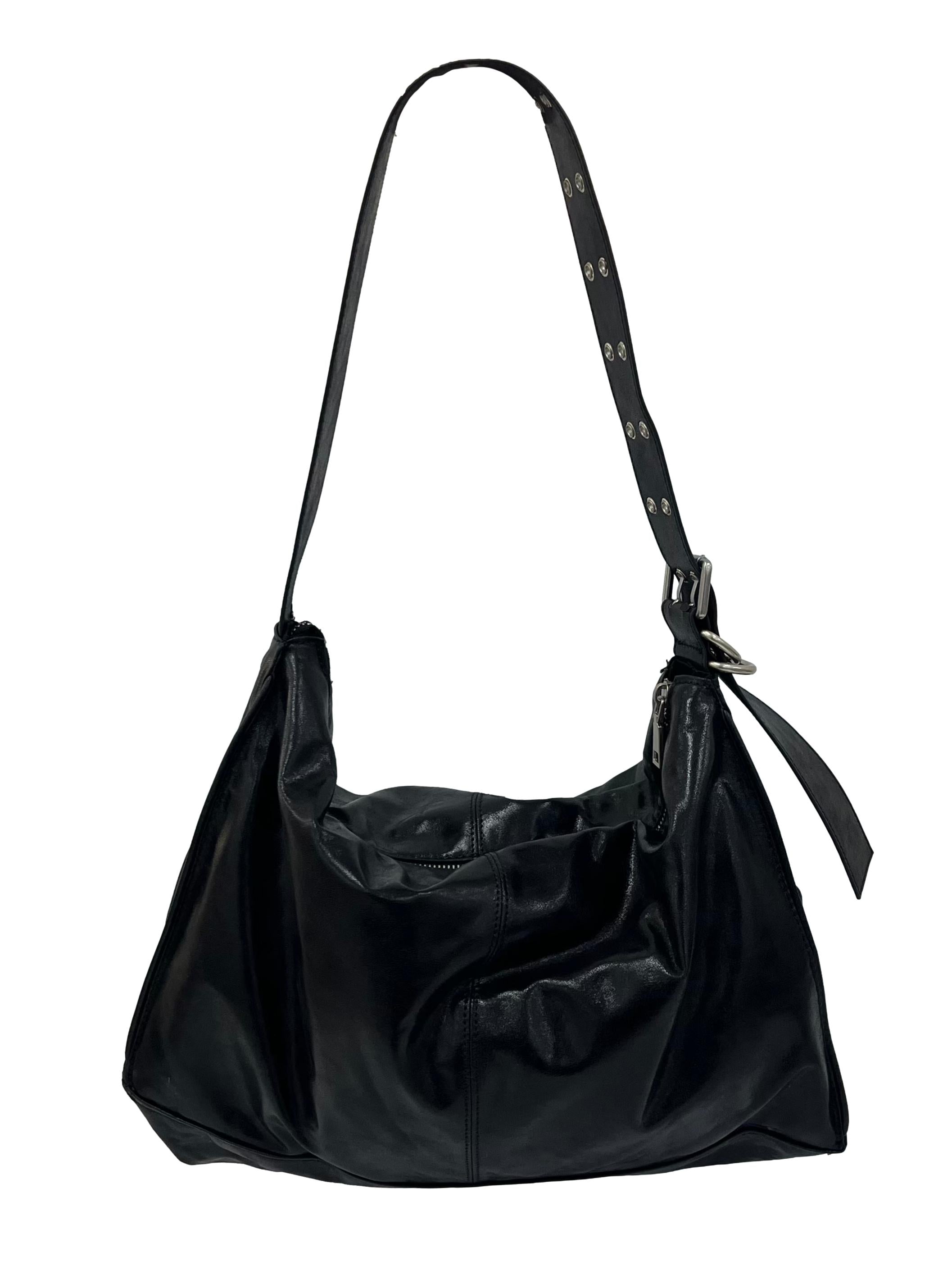 Black Metallic Buckle Shoulder Bag